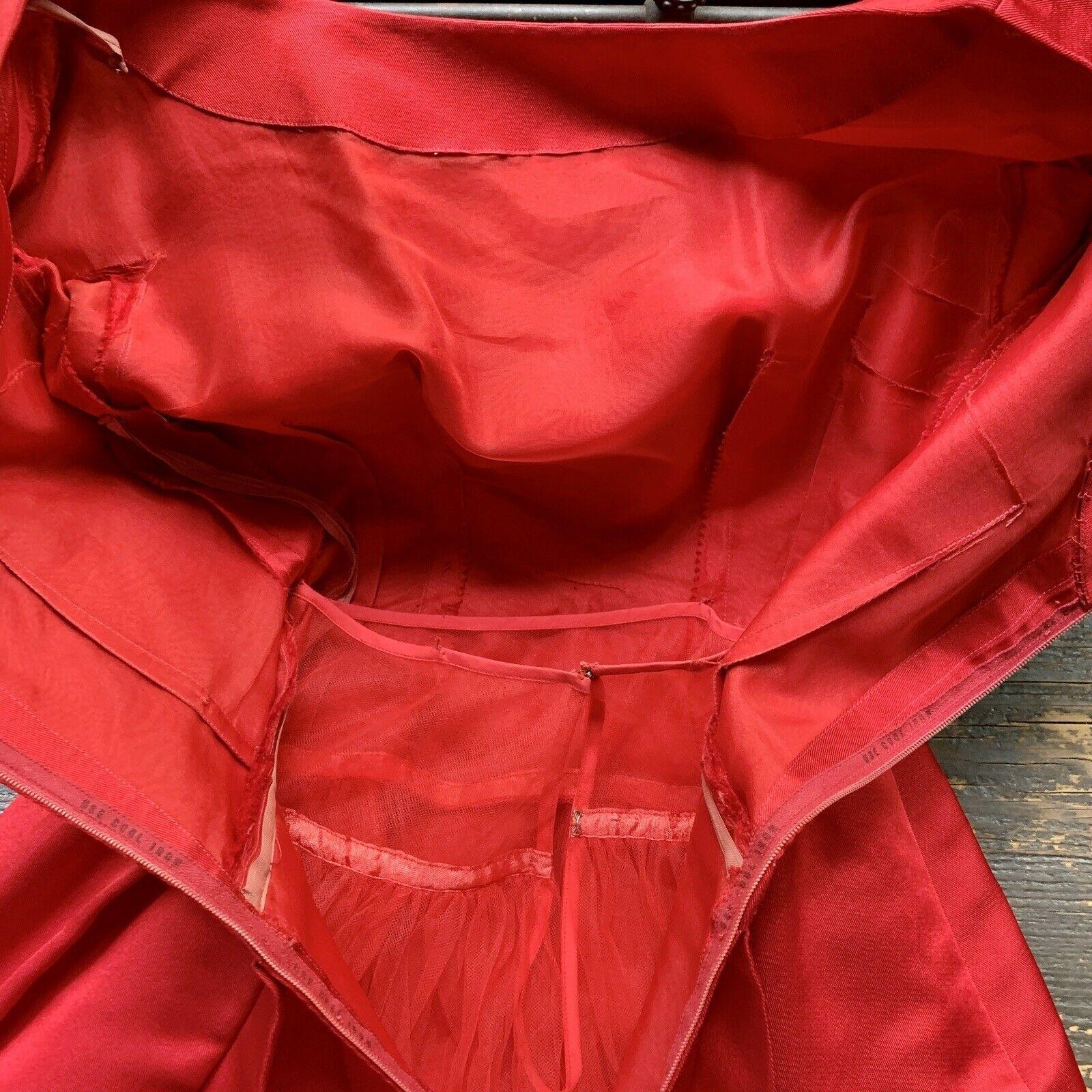 Rare HERBERT SONDHEIM 1950s Vintage Red Satin COUTURE Cocktail Dress XS/S 3