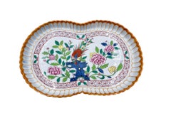 Rare plat à vigne sur pied en porcelaine peinte à la main par Herend Hungary - faisan et fleurs