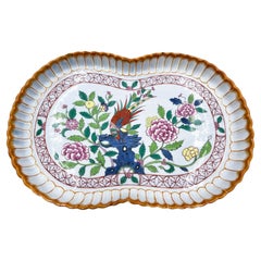 Rare plat à vigne sur pied en porcelaine peinte à la main par Herend Hungary - faisan et fleurs