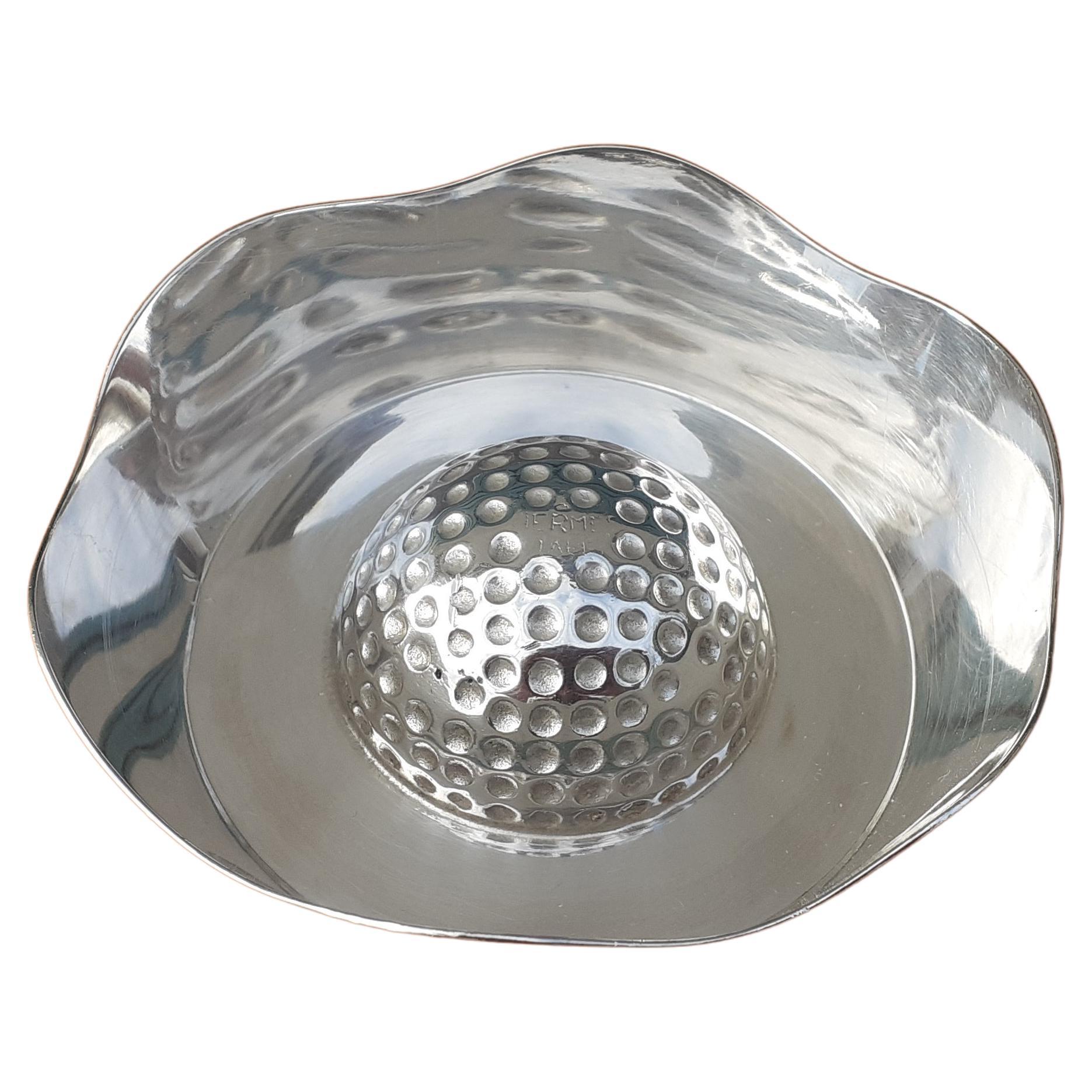 Seltene Hermès Aschenbecher Wechselgeld Tablett Golf Ball geformt Ravinet d'Enfert in Silber im Angebot