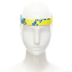 rare HERMES Bandeau Femme Mistinguette 100% silk blue yellow adjustable headband