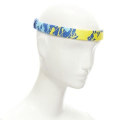 rare HERMES Bandeau Femme Mistinguette 100% silk blue yellow adjustable headband