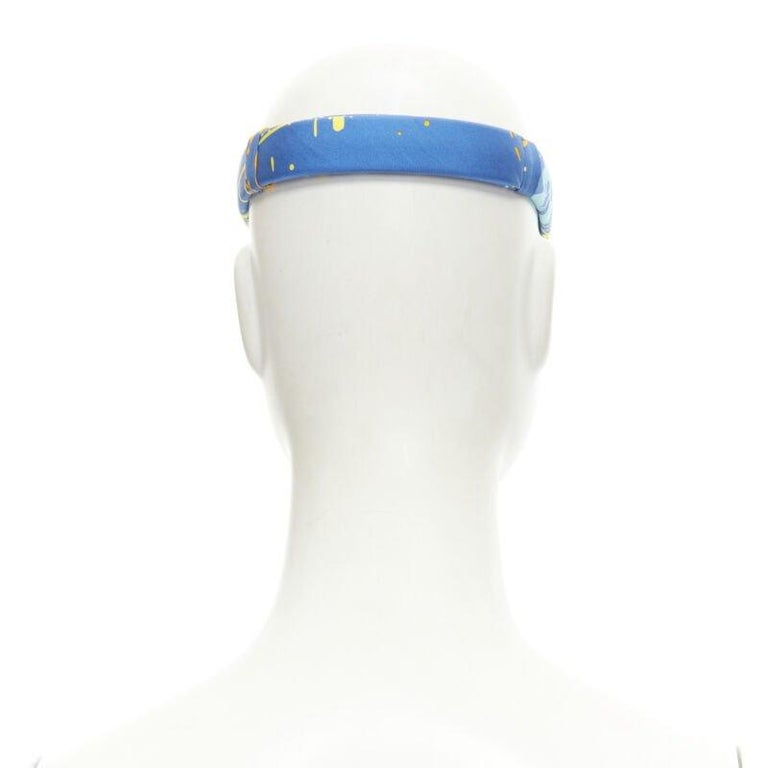 rare HERMES Bandeau Femme Mistinguette 100% silk blue yellow  display picture 1