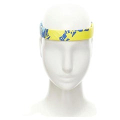 rare HERMES Bandeau Femme Mistinguette 100% silk blue yellow adjustable headband