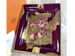 Rare “Hermes” Beautiful Cigar Porcelain Gold & Purple Ashtray