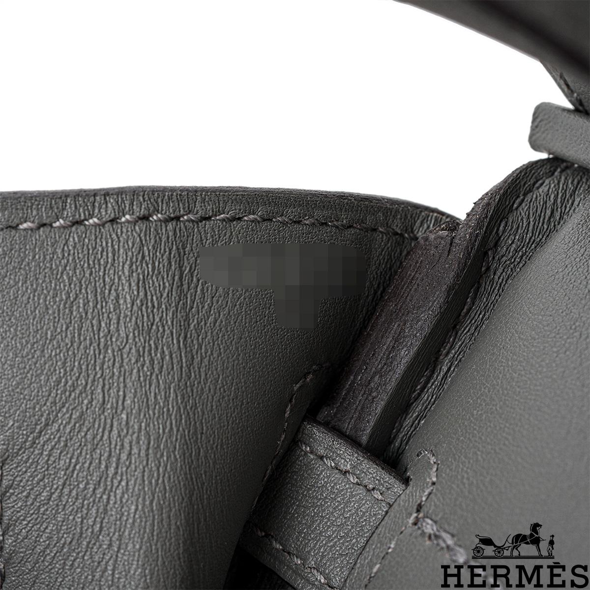 Rare Hermès Birkin 25cm Gris Caillou Grizzly/ Gris Meyer Swift PHW en vente 4