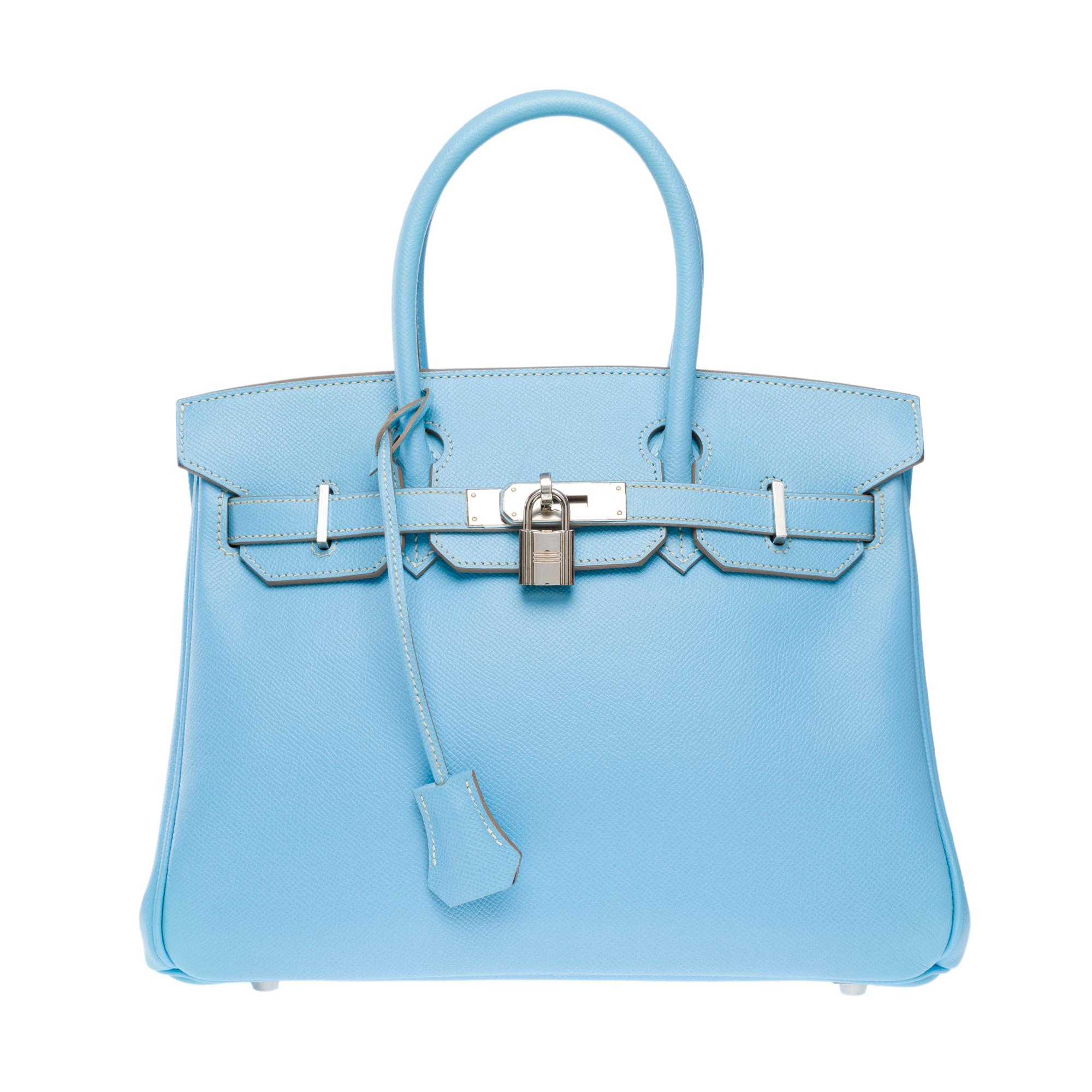 Women's Rare Hermes Birkin 30 Candy Edition handbag in Celeste Blue Epsom leather, PHW