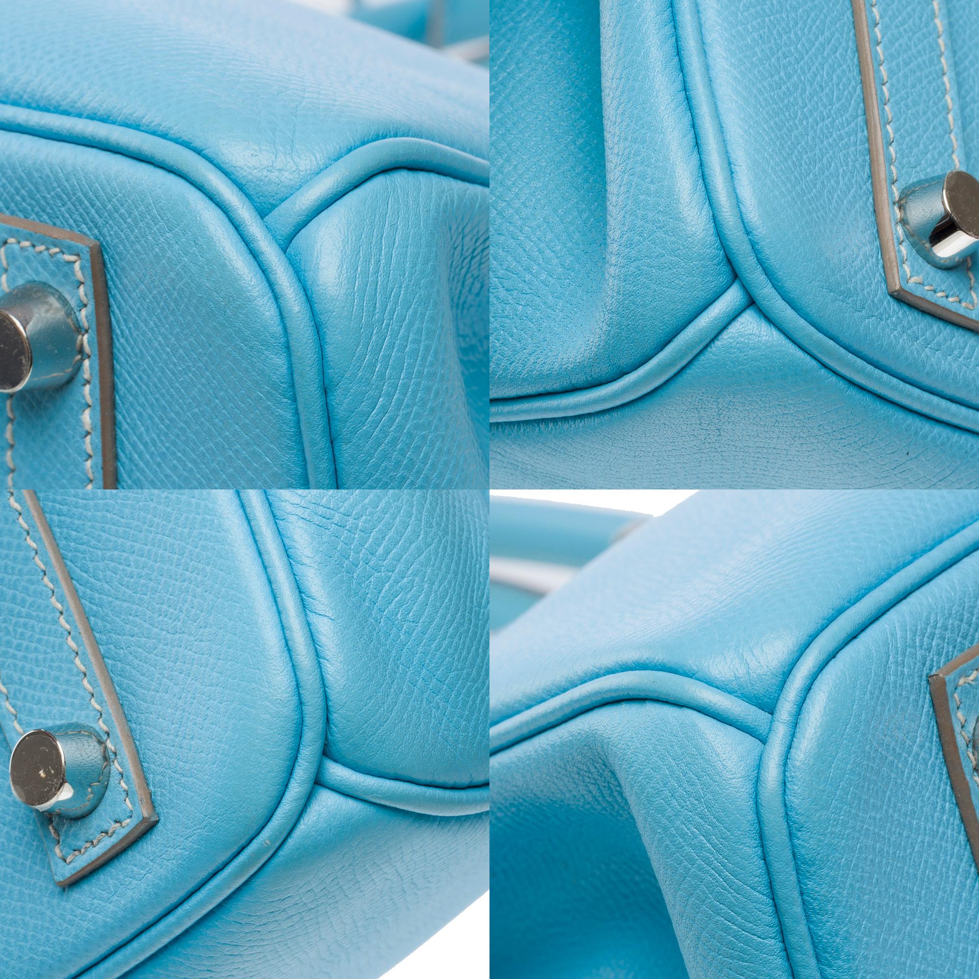 Rare Hermes Birkin 30 Candy Edition handbag in Celeste Blue Epsom leather, SHW 9