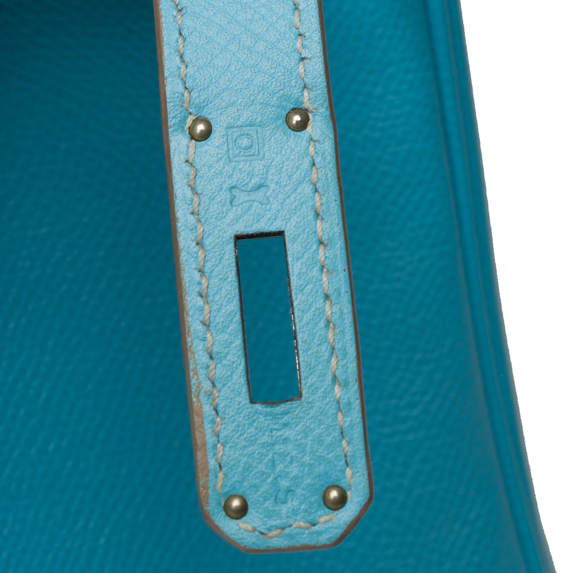 Rare Hermes Birkin 30 Candy Edition handbag in Celeste Blue Epsom leather, SHW 5
