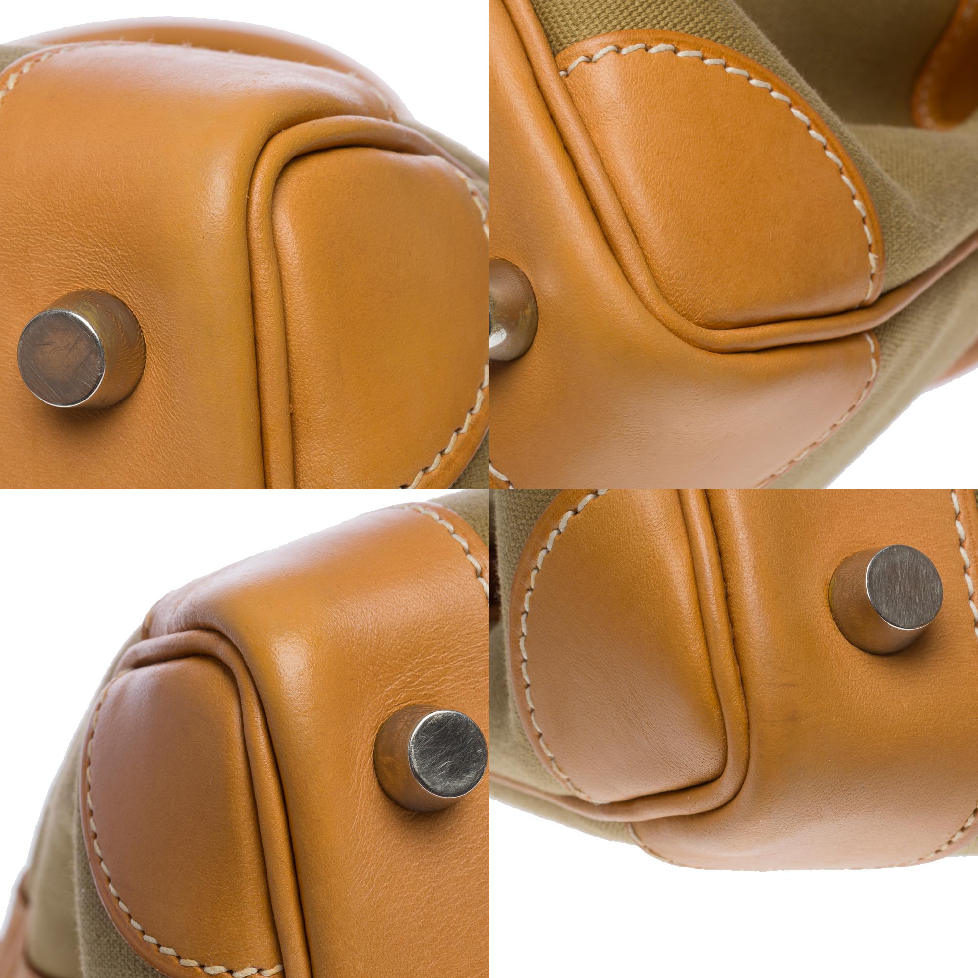 Rare Hermès Birkin 30 handbag in khaki canvas and natural calf leather, SHW For Sale 3