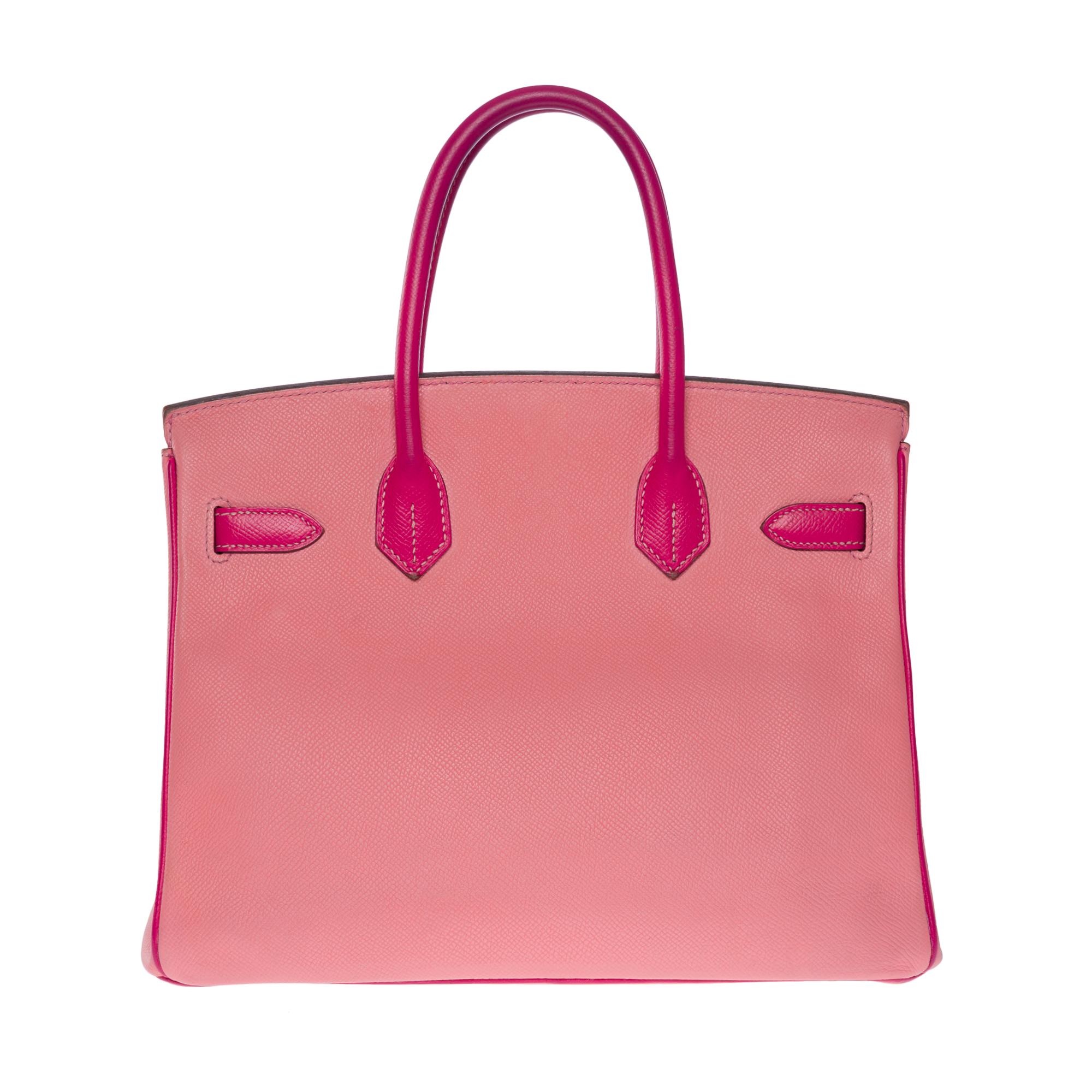  Rare sac à main Hermès Birkin 30 HSS Special Order en cuir Epsom rose, BGHW Bon état - En vente à Paris, IDF