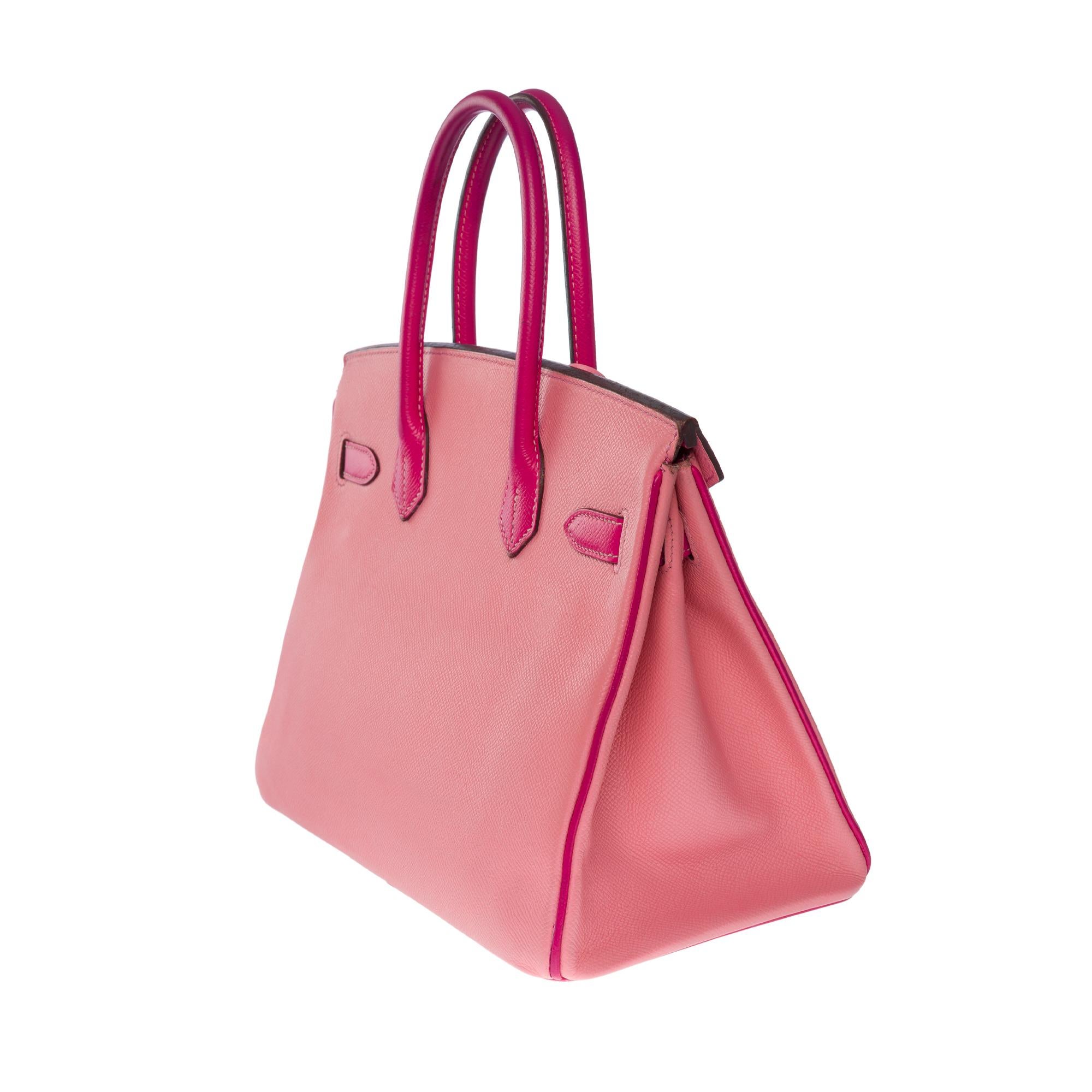  Rare Hermès Birkin 30 HSS Special Order handbag in Pink Epsom leather, BGHW For Sale 1