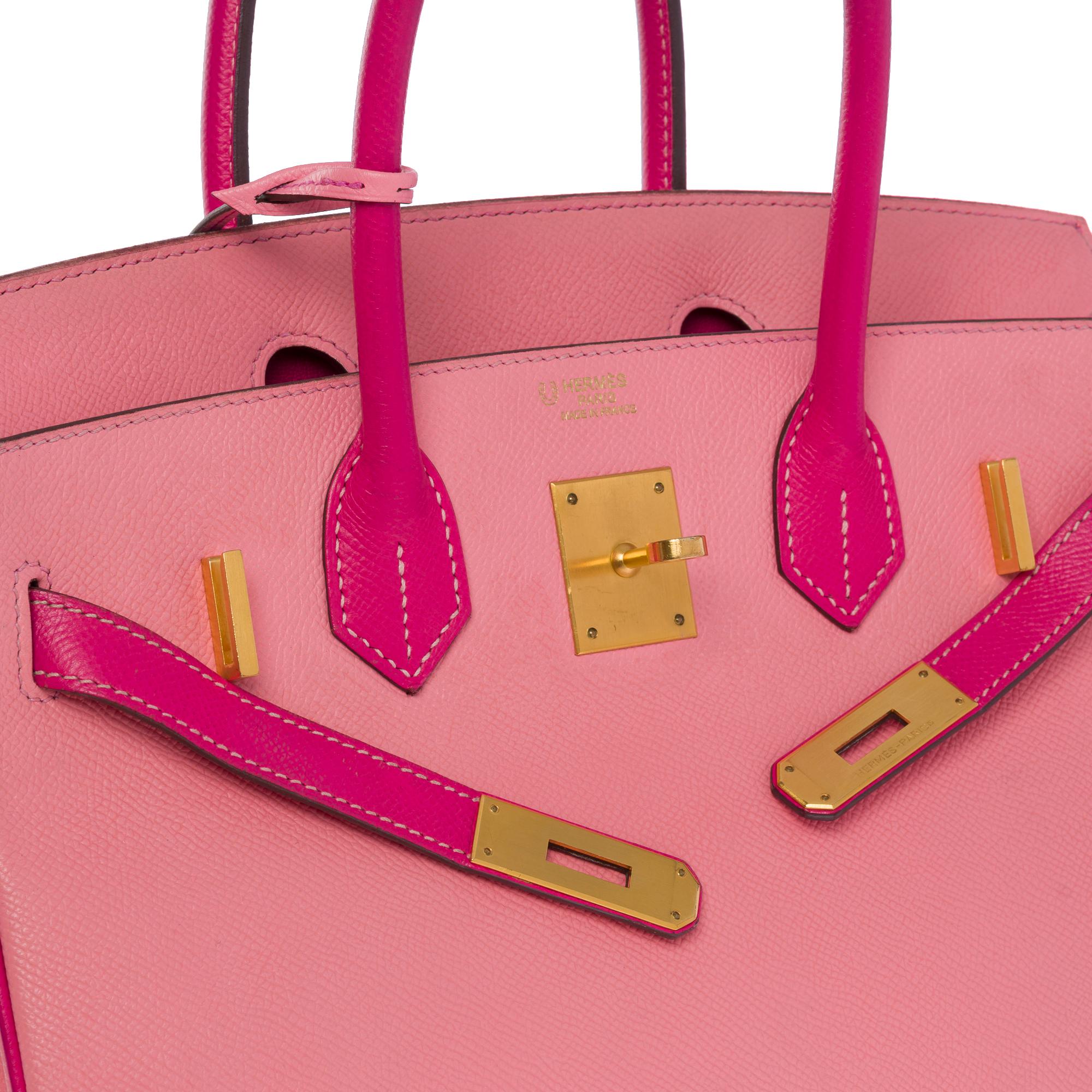  Rare Hermès Birkin 30 HSS Special Order handbag in Pink Epsom leather, BGHW For Sale 2