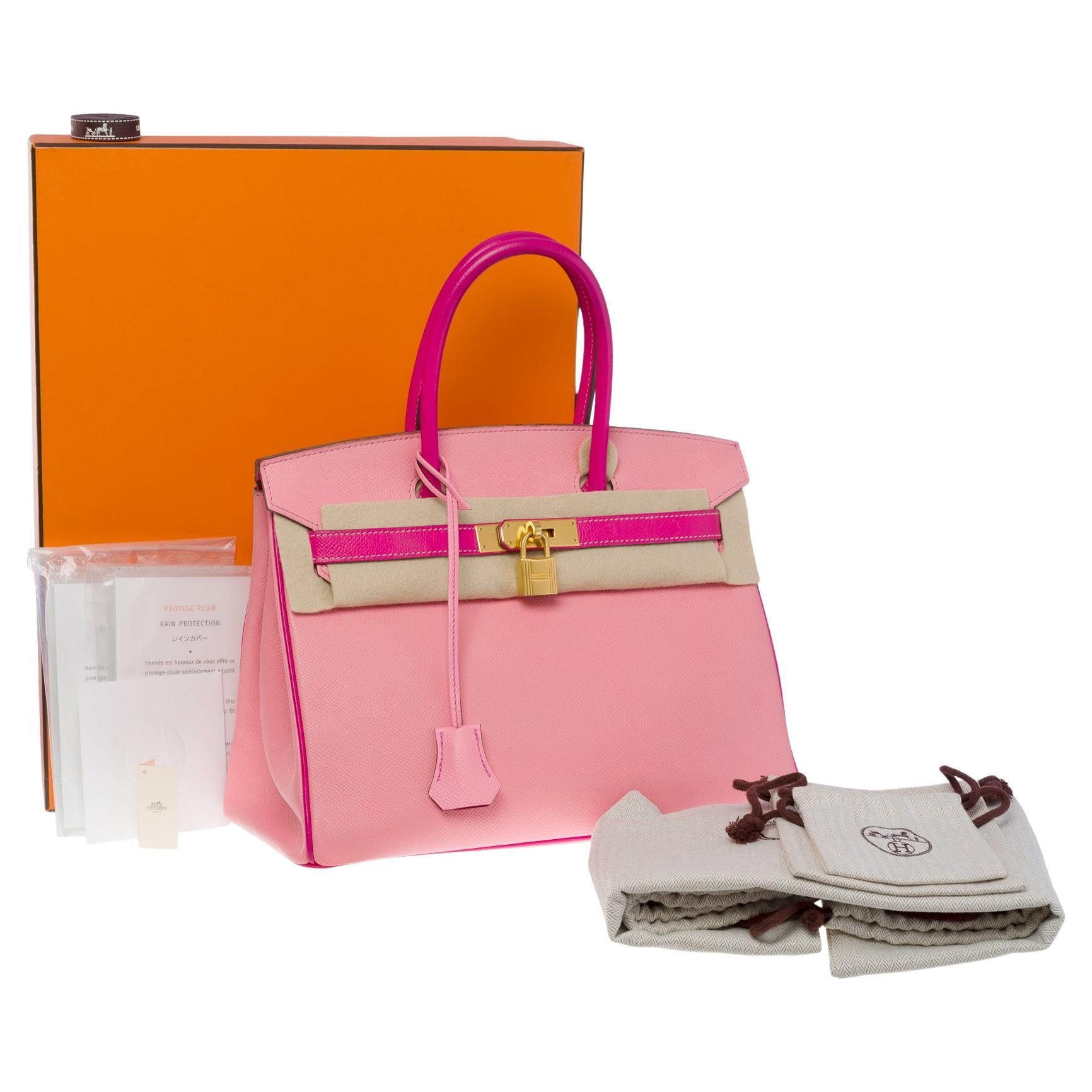  Rare Hermès Birkin 30 HSS Special Order handbag in Pink Epsom leather, BGHW For Sale