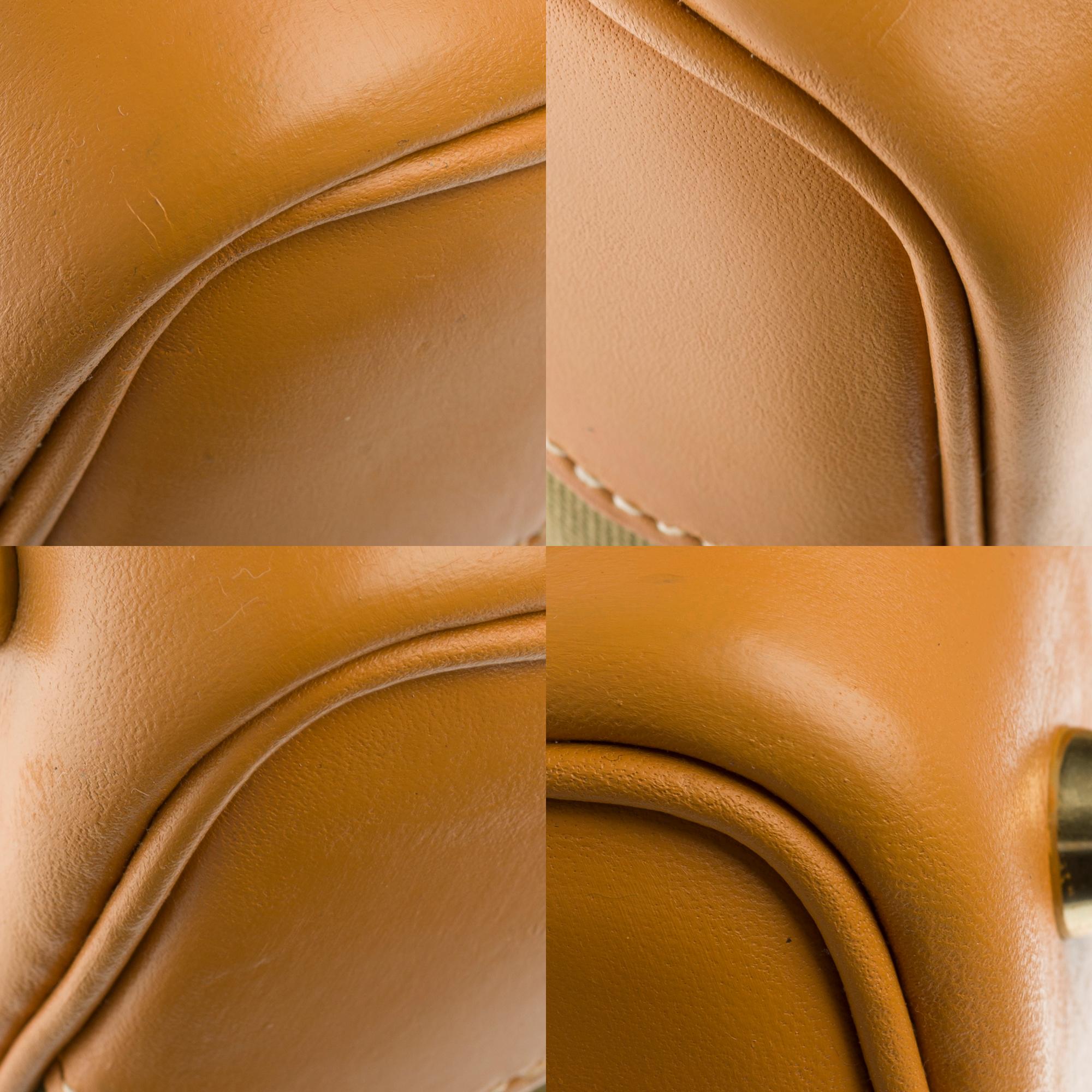 Rare Hermès Birkin 35 bi-material handbag in  khaki canvas and natural leather 4