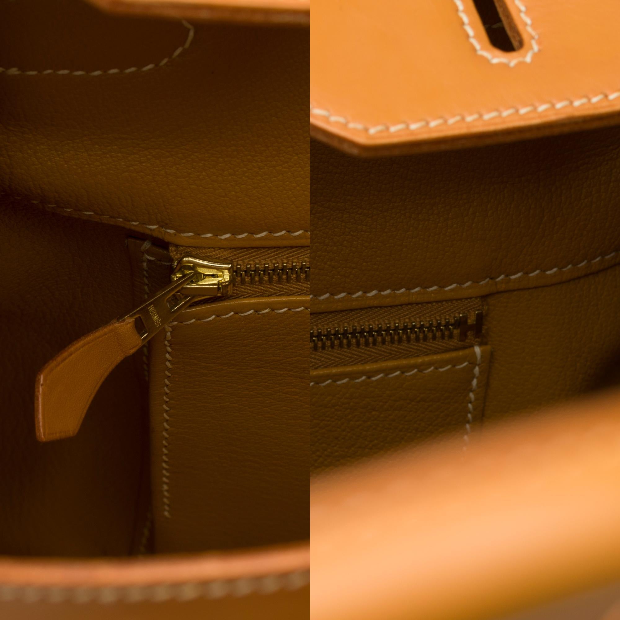 Women's Rare Hermès Birkin 35 bi-material handbag in  khaki canvas and natural leather