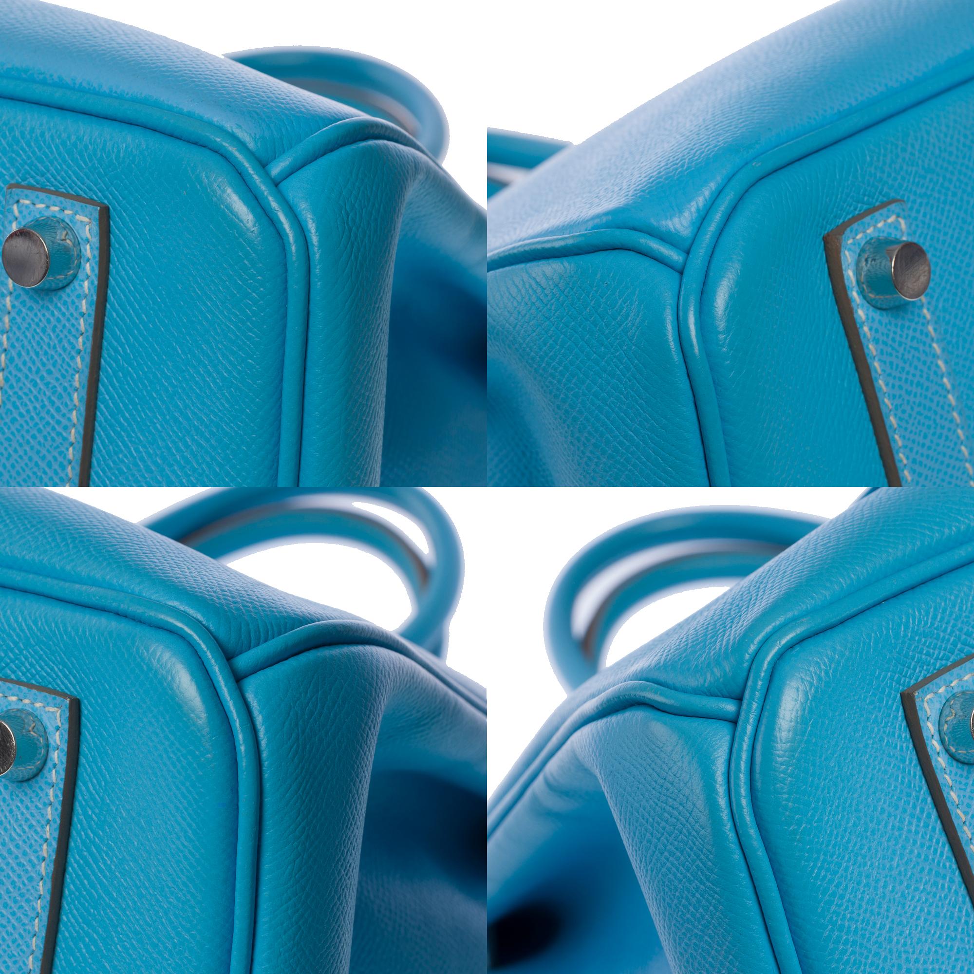 Rare Hermès Birkin 35 Candy handbag in Blue Celeste Epsom leather,  SHW 6
