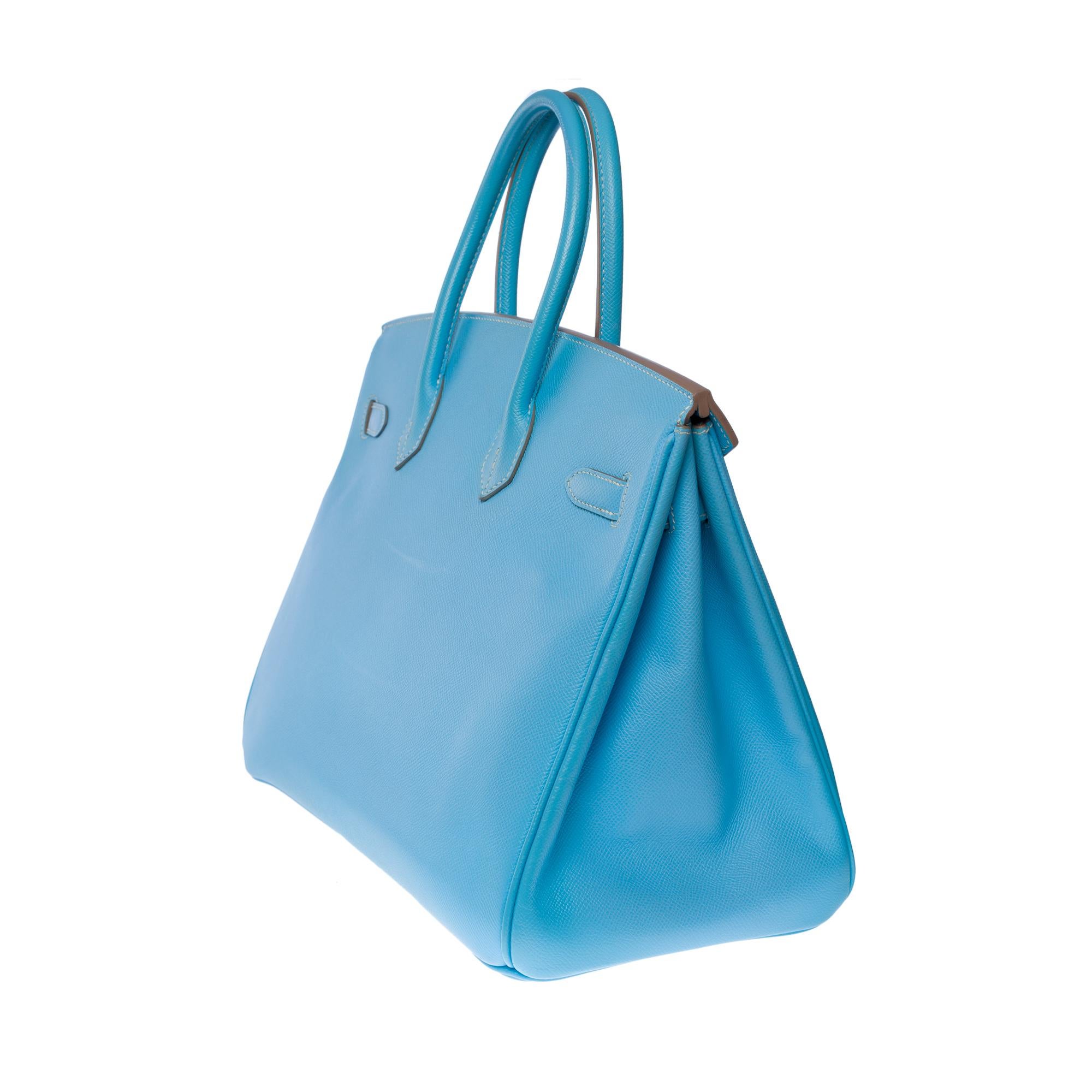 Women's or Men's Rare Hermès Birkin 35 Candy handbag in Blue Celeste Epsom leather,  SHW
