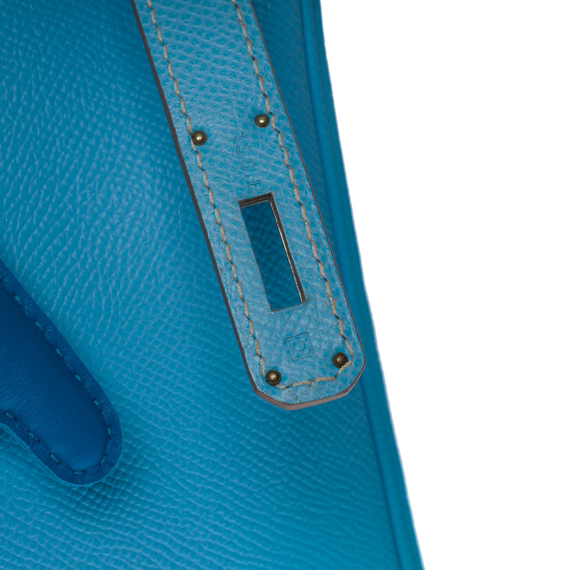 Rare Hermès Birkin 35 Candy handbag in Blue Celeste Epsom leather,  SHW 2