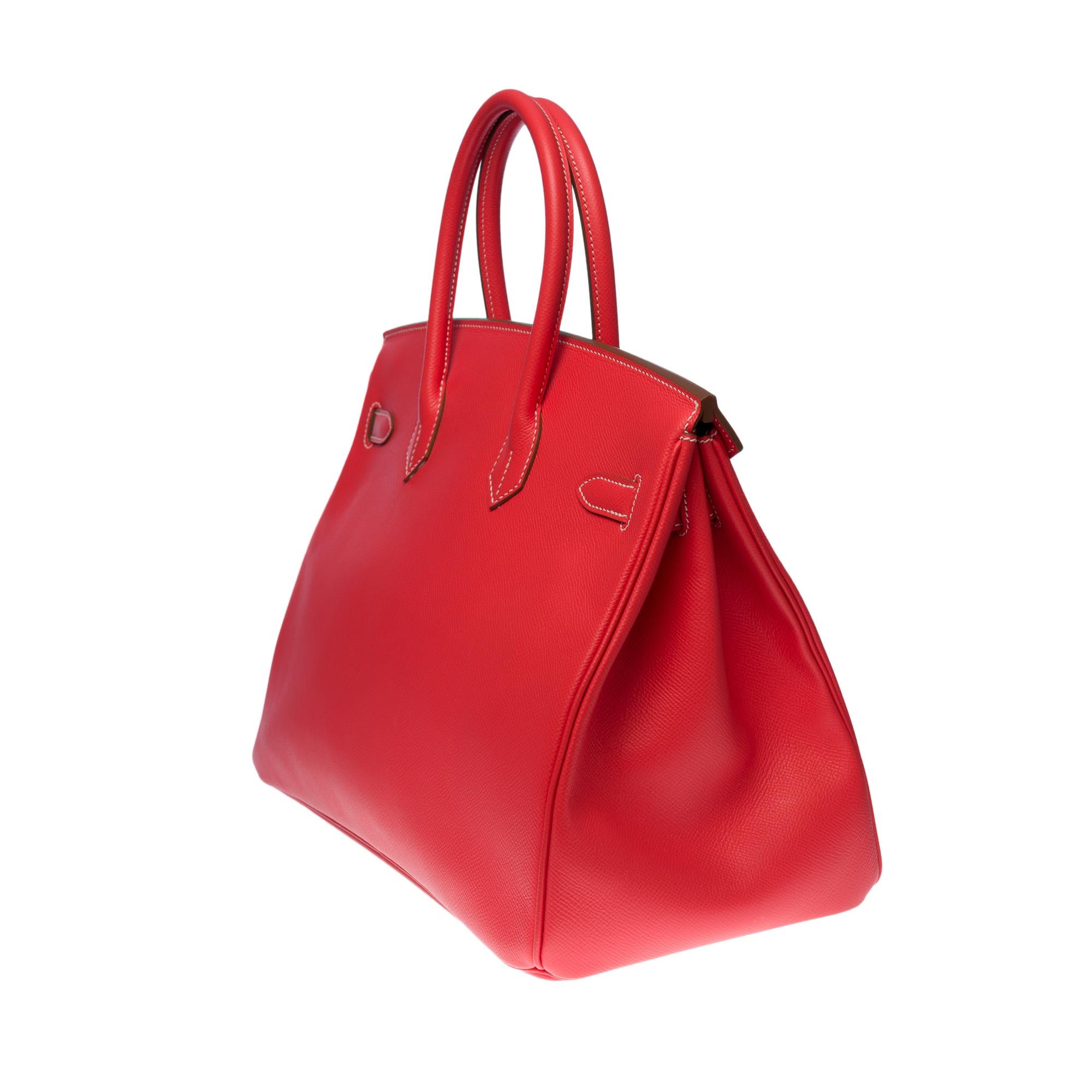 Rare Hermès Birkin 35 Candy handbag in Rose Jaïpur Epsom leather, Permabrass HW In Excellent Condition In Paris, IDF