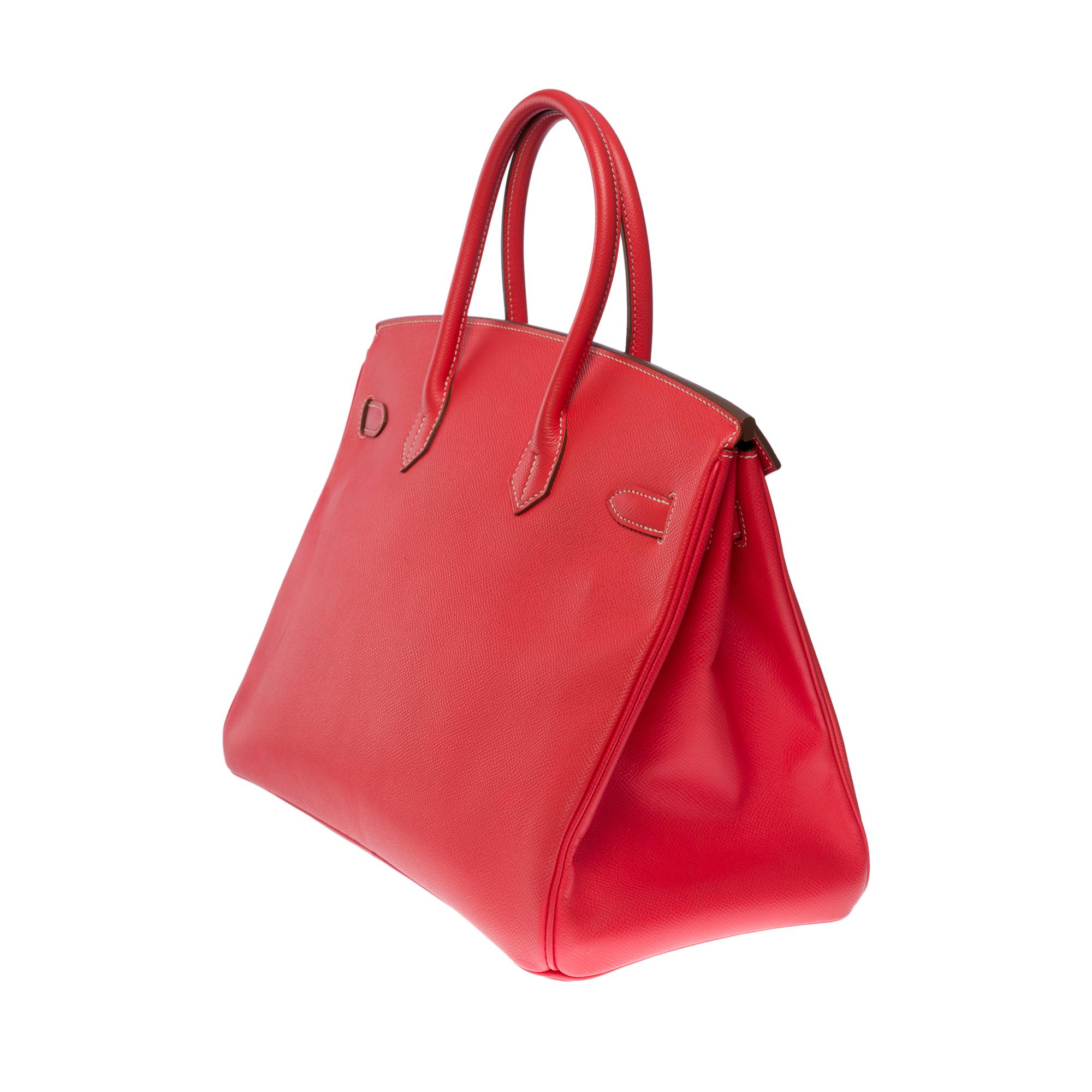 Rare sac à main Hermès Birkin 35 Candy en cuir Epsom Rose Jaïpur, Permabrass HW Excellent état - En vente à Paris, IDF