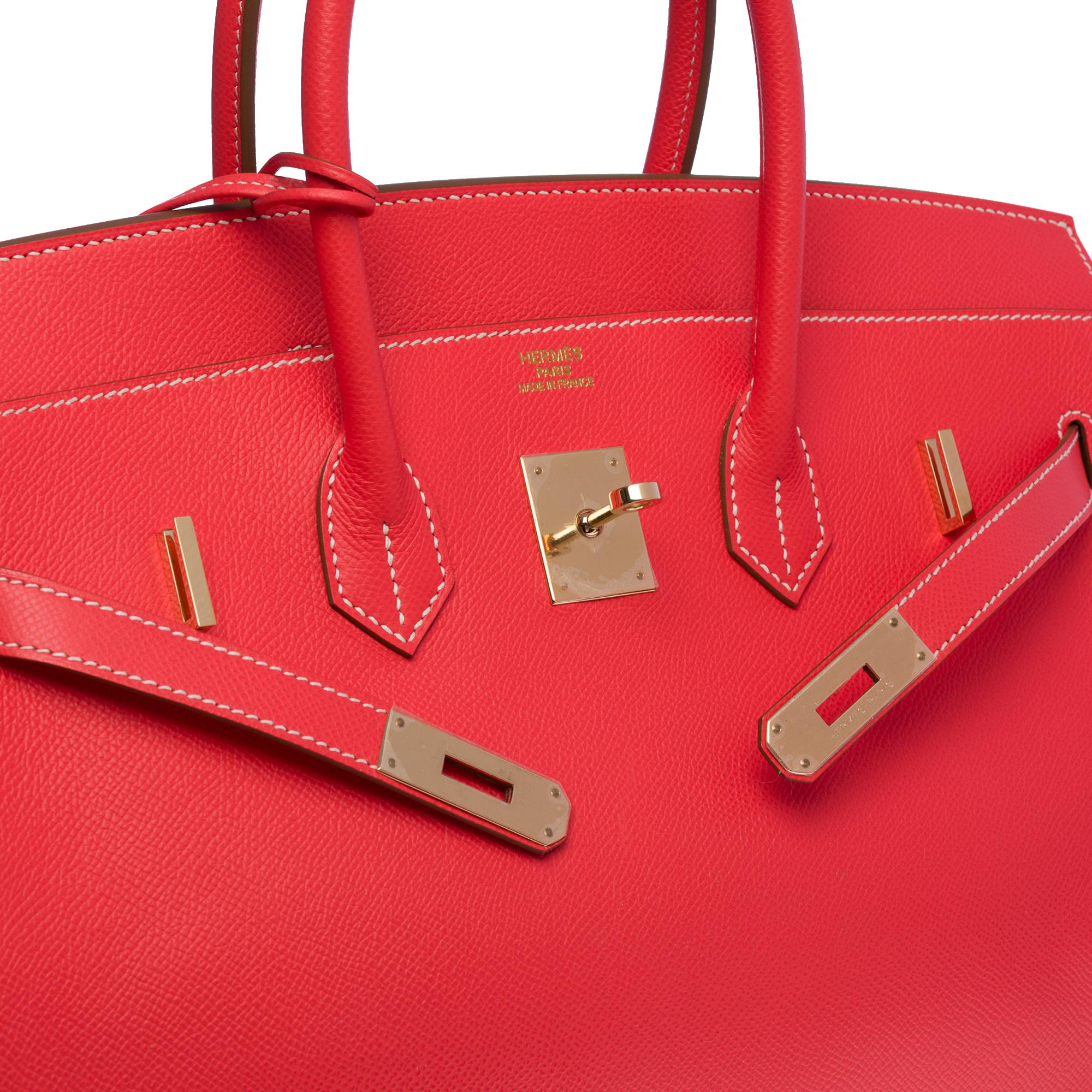 Women's or Men's Rare Hermès Birkin 35 Candy handbag in Rose Jaïpur Epsom leather, Permabrass HW