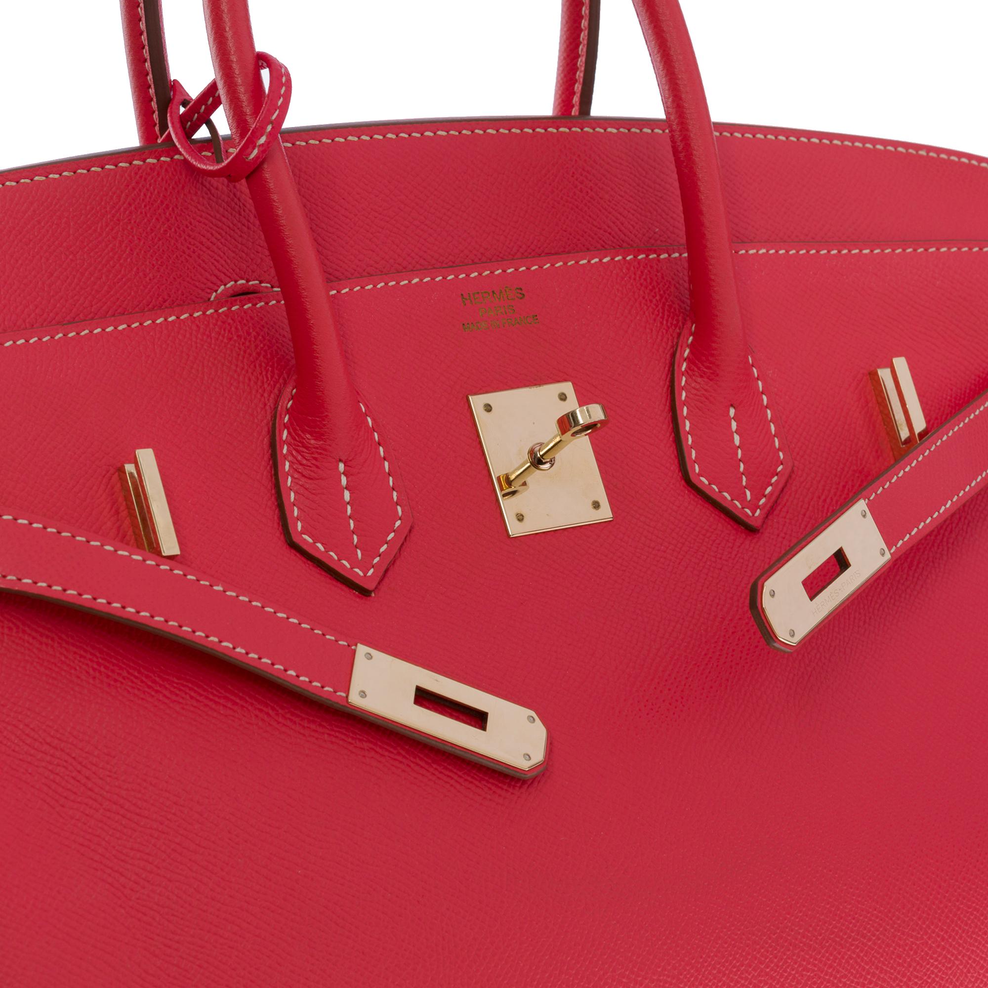 Women's or Men's Rare Hermès Birkin 35 Candy handbag in Rose Jaïpur Epsom leather, Permabrass HW For Sale
