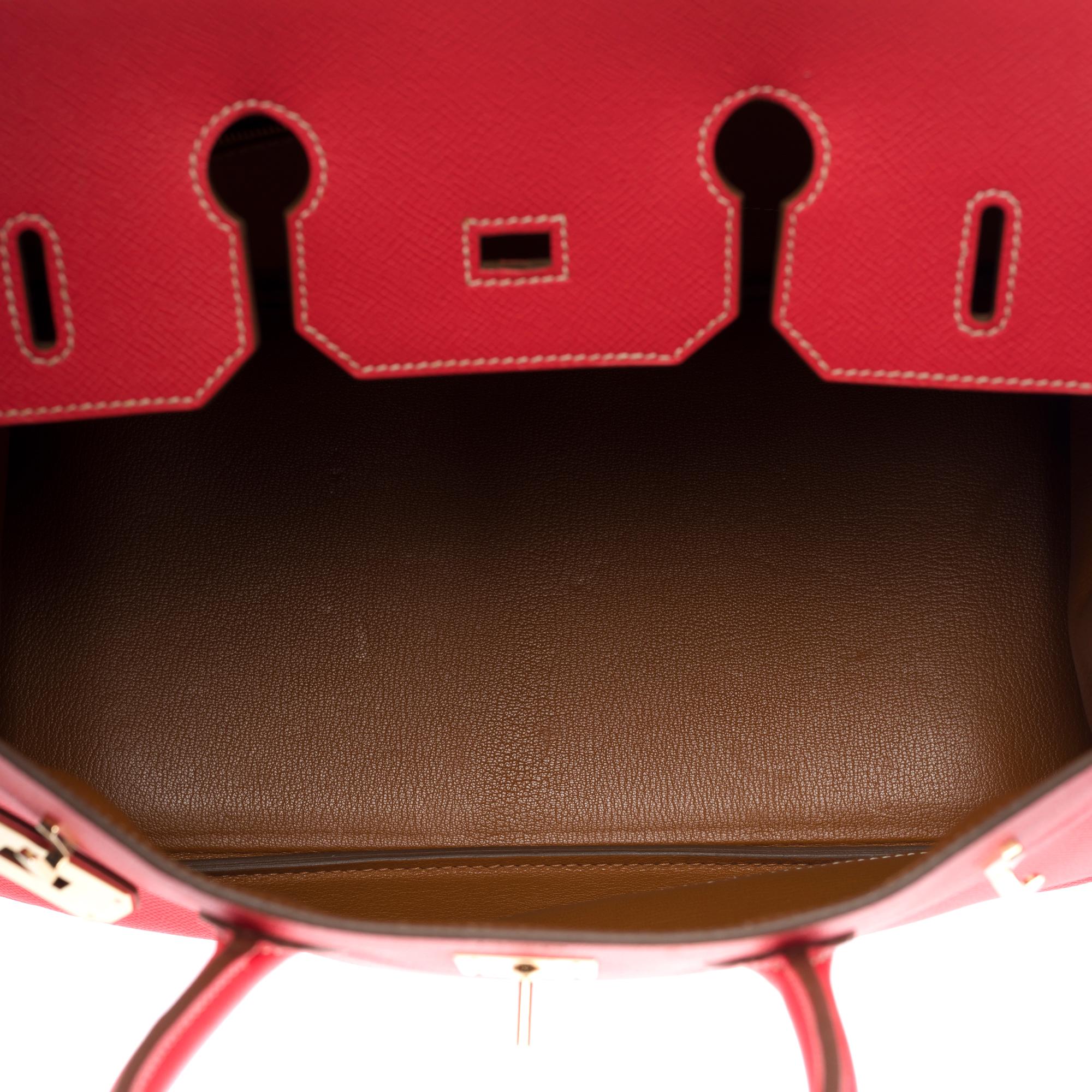 Rare sac à main Hermès Birkin 35 Candy en cuir Epsom Rose Jaïpur, Permabrass HW en vente 2