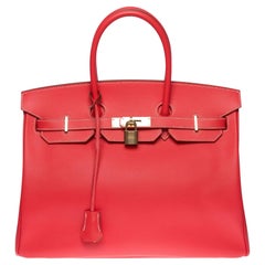 Rare Hermès Birkin 35 Candy handbag in Rose Jaïpur Epsom leather, Permabrass HW