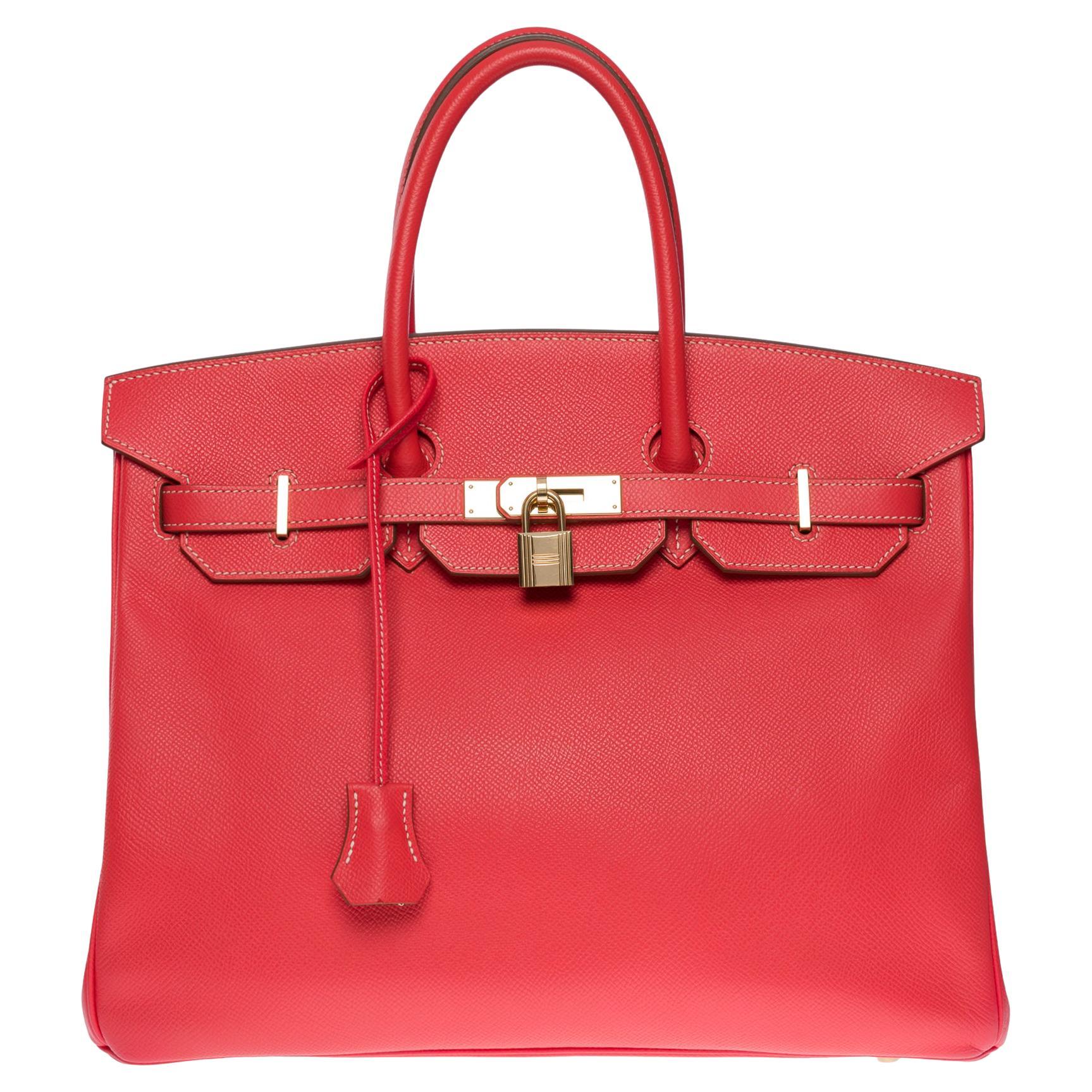 Rare Hermès Birkin 35 Candy handbag in Rose Jaïpur Epsom leather, Permabrass HW For Sale