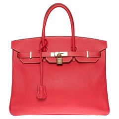 Rare Hermès Birkin 35 Candy handbag in Rose Jaïpur Epsom leather, Permabrass HW
