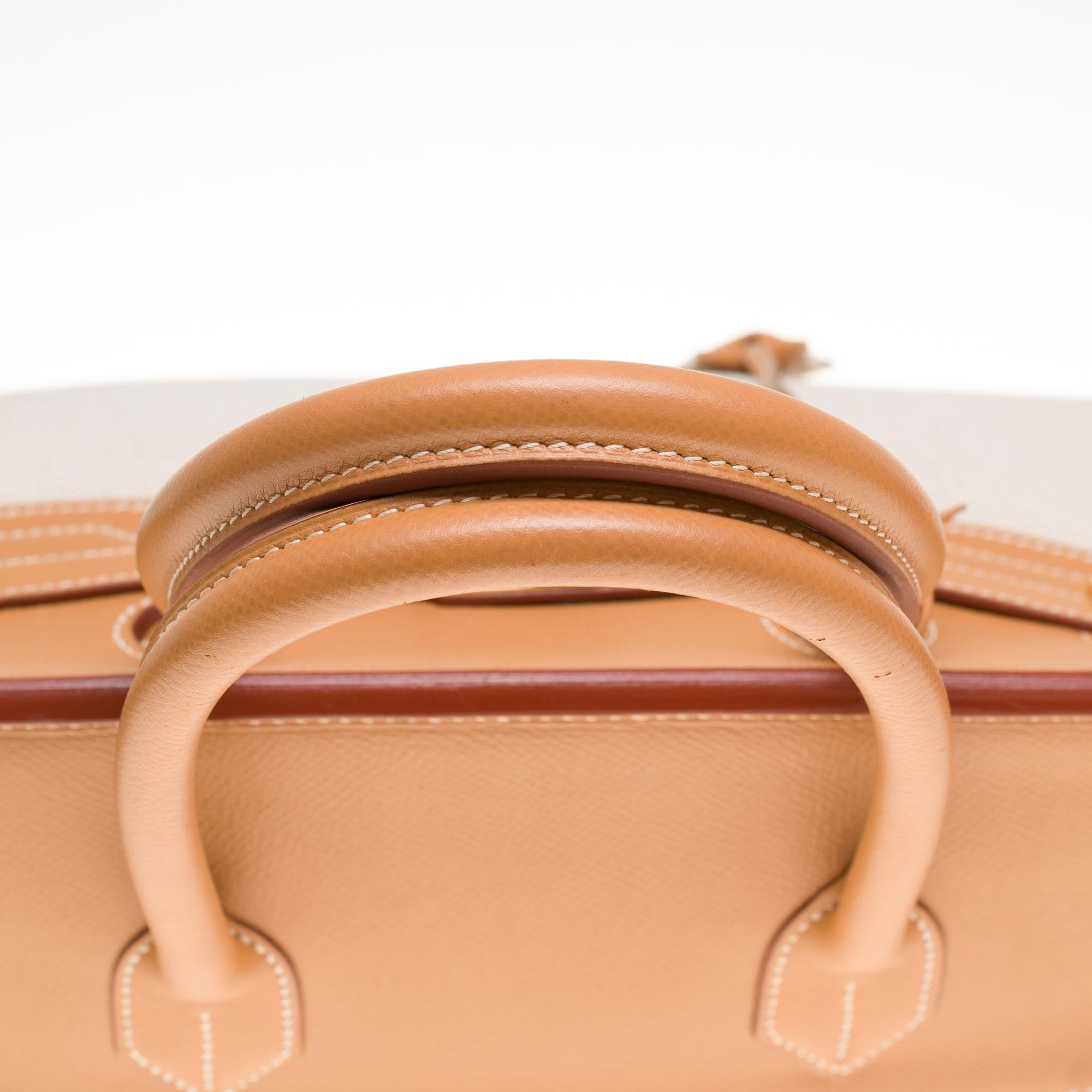 Women's Rare Hermès Birkin 35 handbag in beige canvas and Gold Courchevel leather, GHW