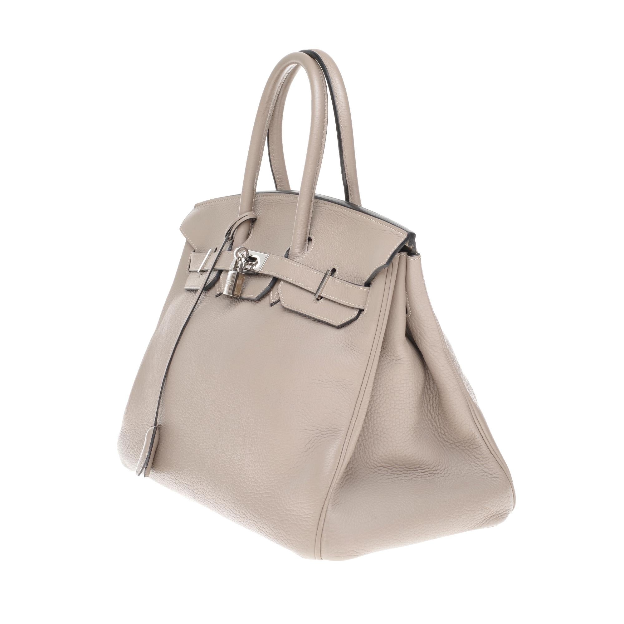 Beige Rare Hermès Birkin 35 handbag in Togo Dove Grey leather, Silver hardware !