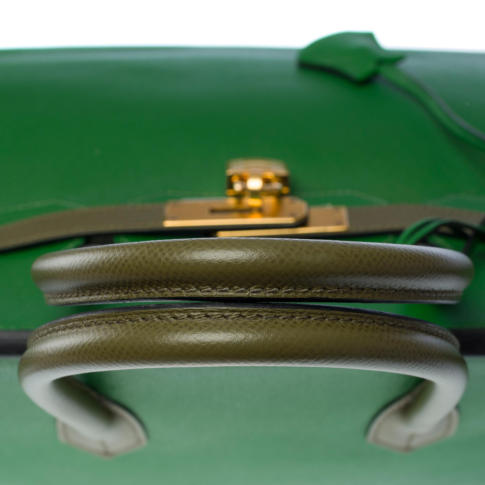 Rare Hermès Birkin 35 HSS handbag in Bamboo & Anglais Green epsom leather, GHW 6