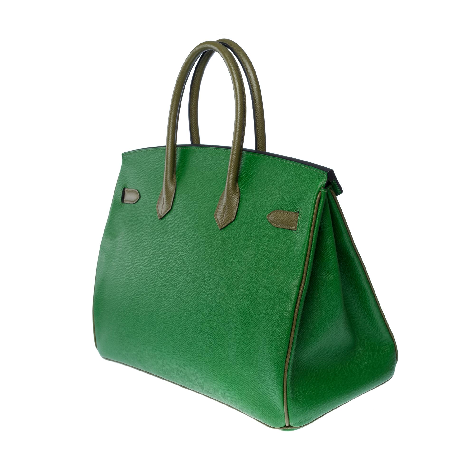 Rare Hermès Birkin 35 HSS handbag in Bamboo & Anglais Green epsom leather, GHW 2