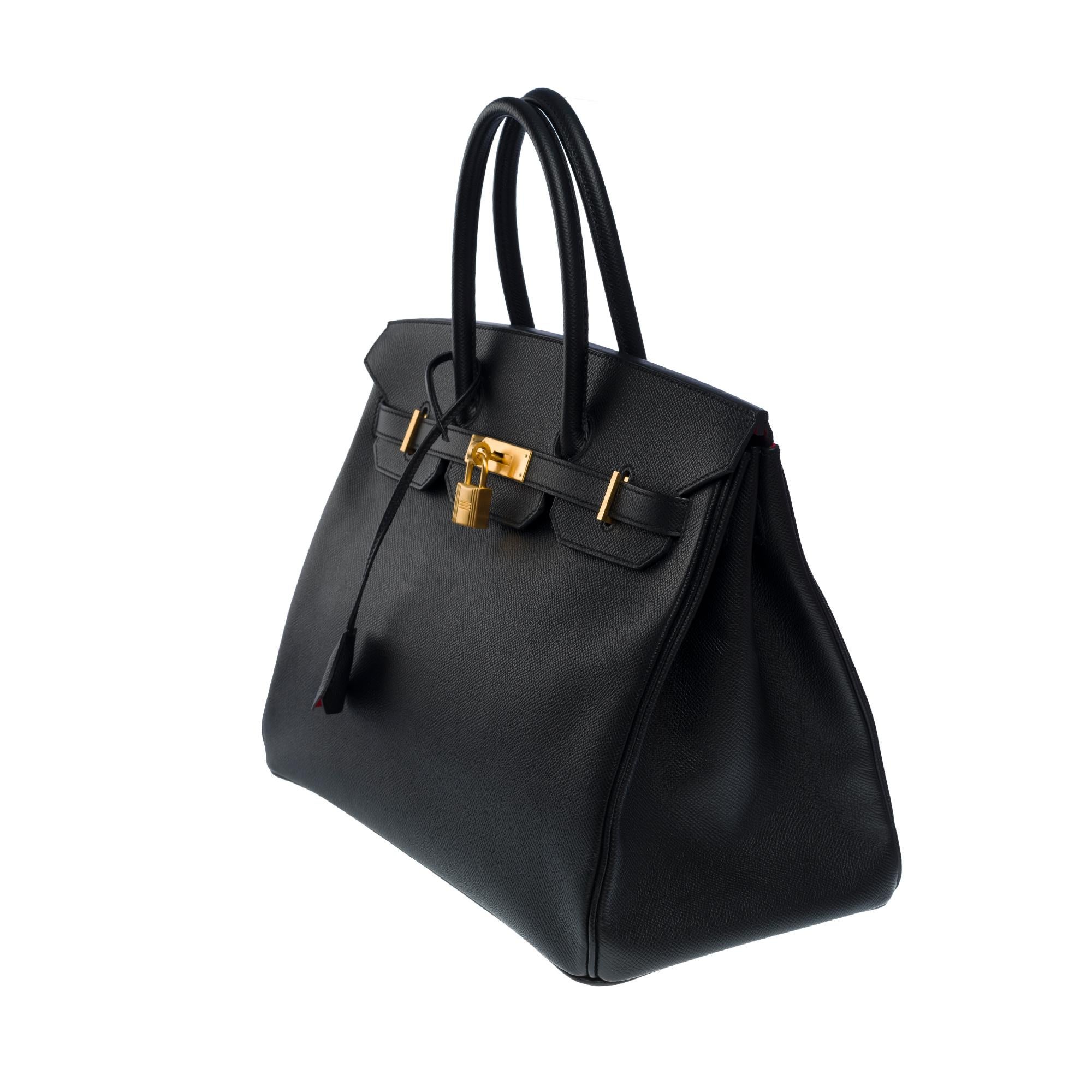 Rare Hermès Birkin 35 HSS (Special Order) handbag in black epsom leather, BGHW In Excellent Condition In Paris, IDF