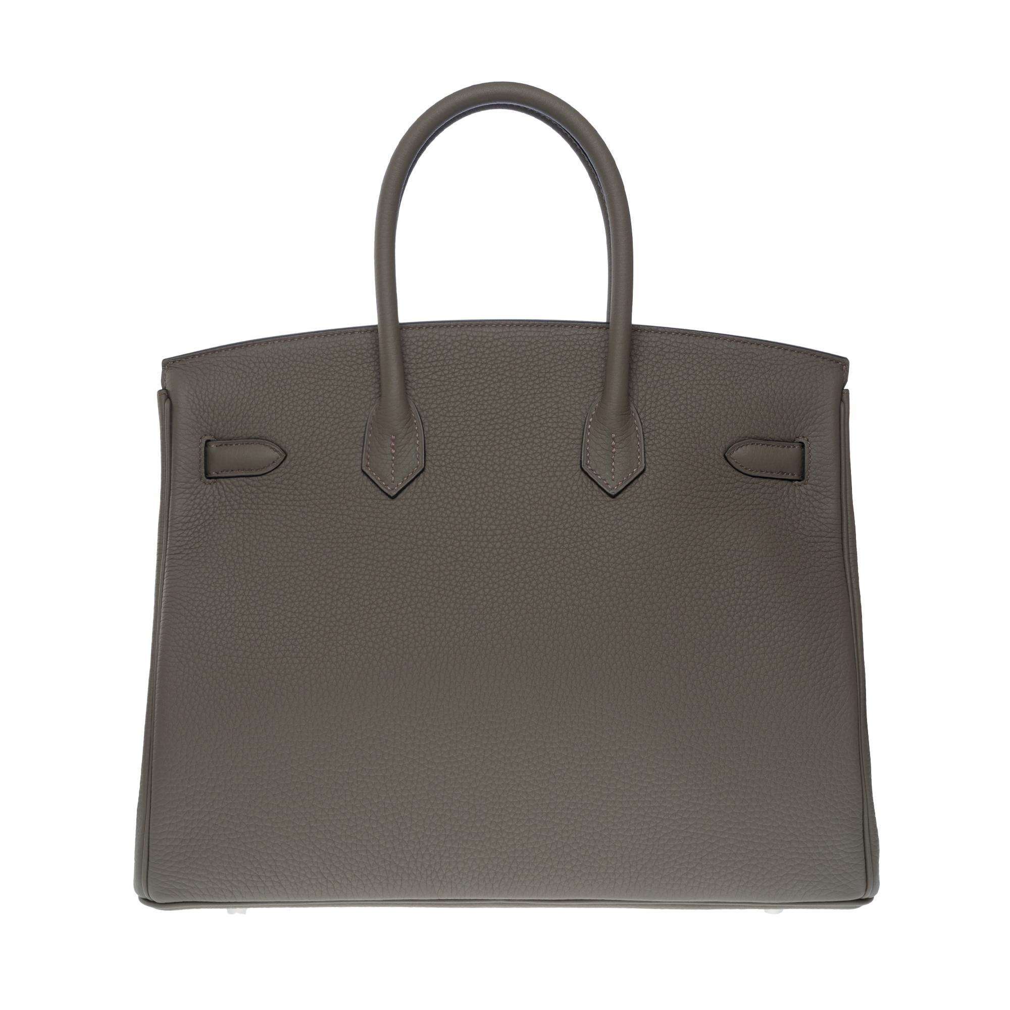 Women's or Men's Rare Hermès Birkin 35 HSS (Special Order) handbag in Etain Togo leather, SHW