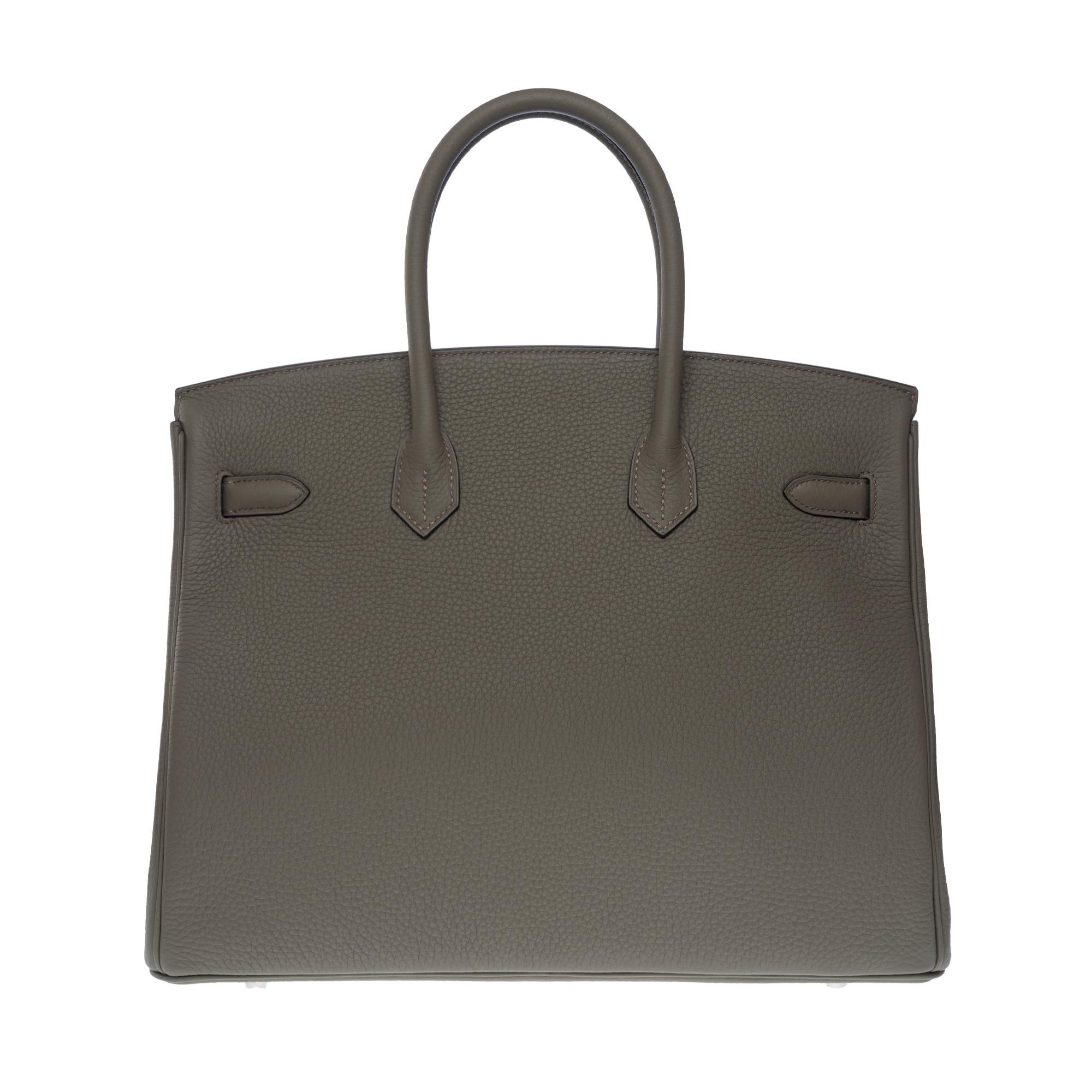 Women's or Men's Rare Hermès Birkin 35 HSS (Special Order) handbag in Etain Togo leather, SHW