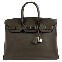 *RARE* Hermès Birkin 35 Vert Bronze Veau Trekking PHW