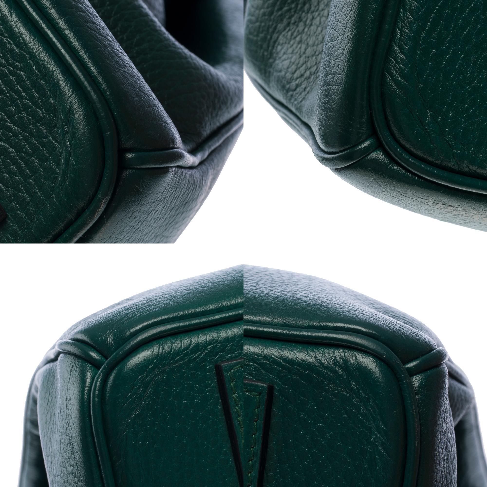 Rare Hermes Birkin 40 handbag in Emerald Green Ardennes Calf leather, GHW 6