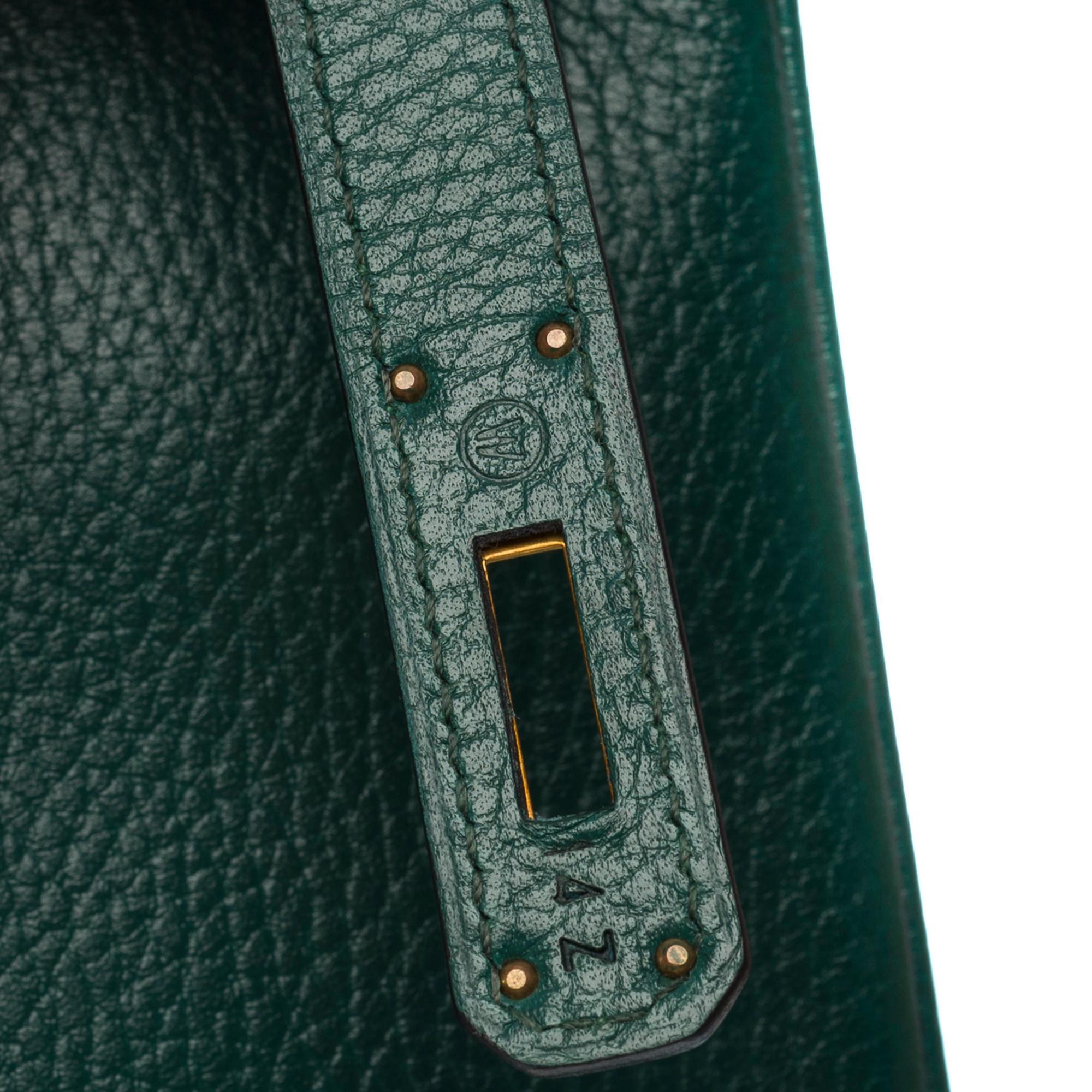 Rare Hermes Birkin 40 handbag in Emerald Green Ardennes Calf leather, GHW 2