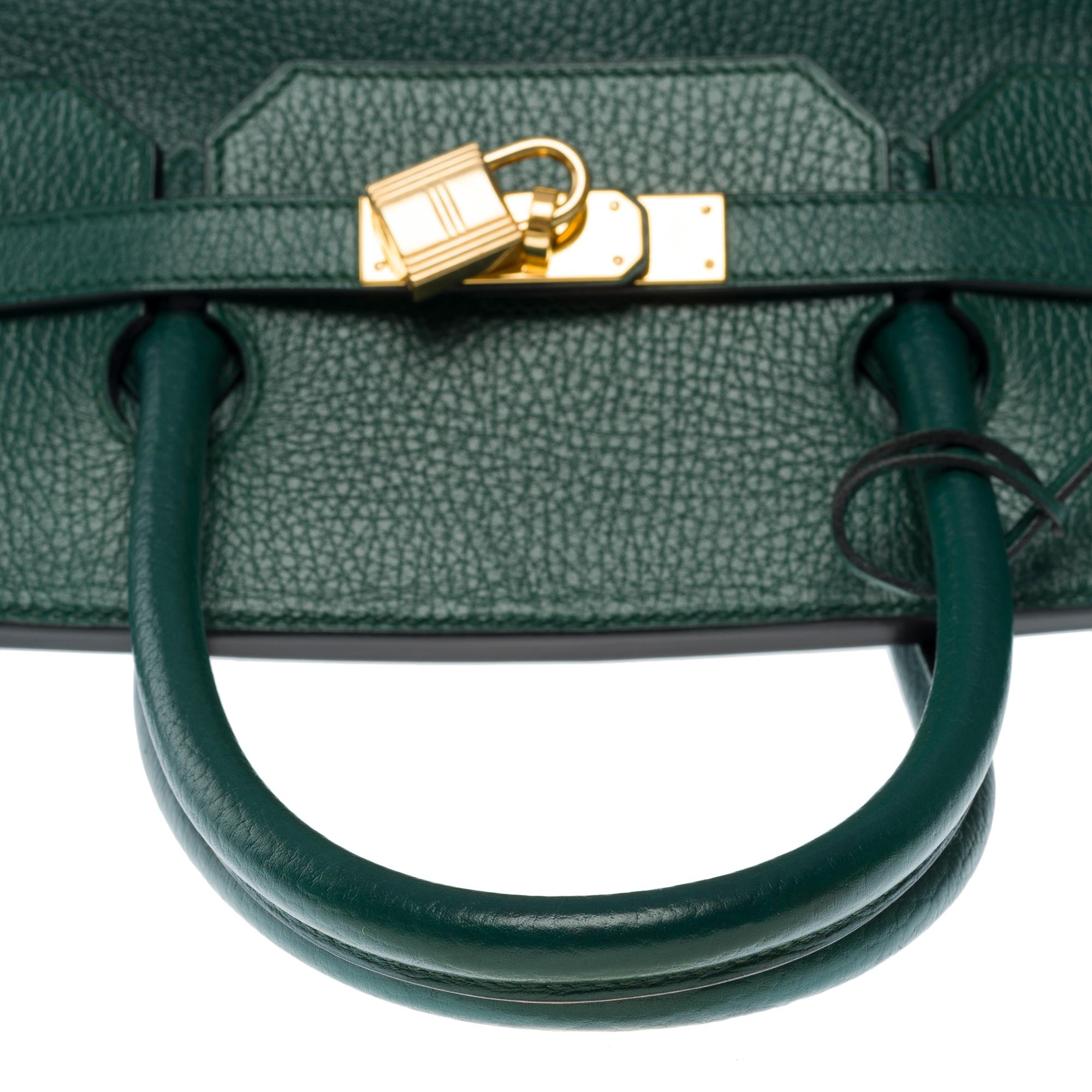 Rare Hermes Birkin 40 handbag in Emerald Green Ardennes Calf leather, GHW 4