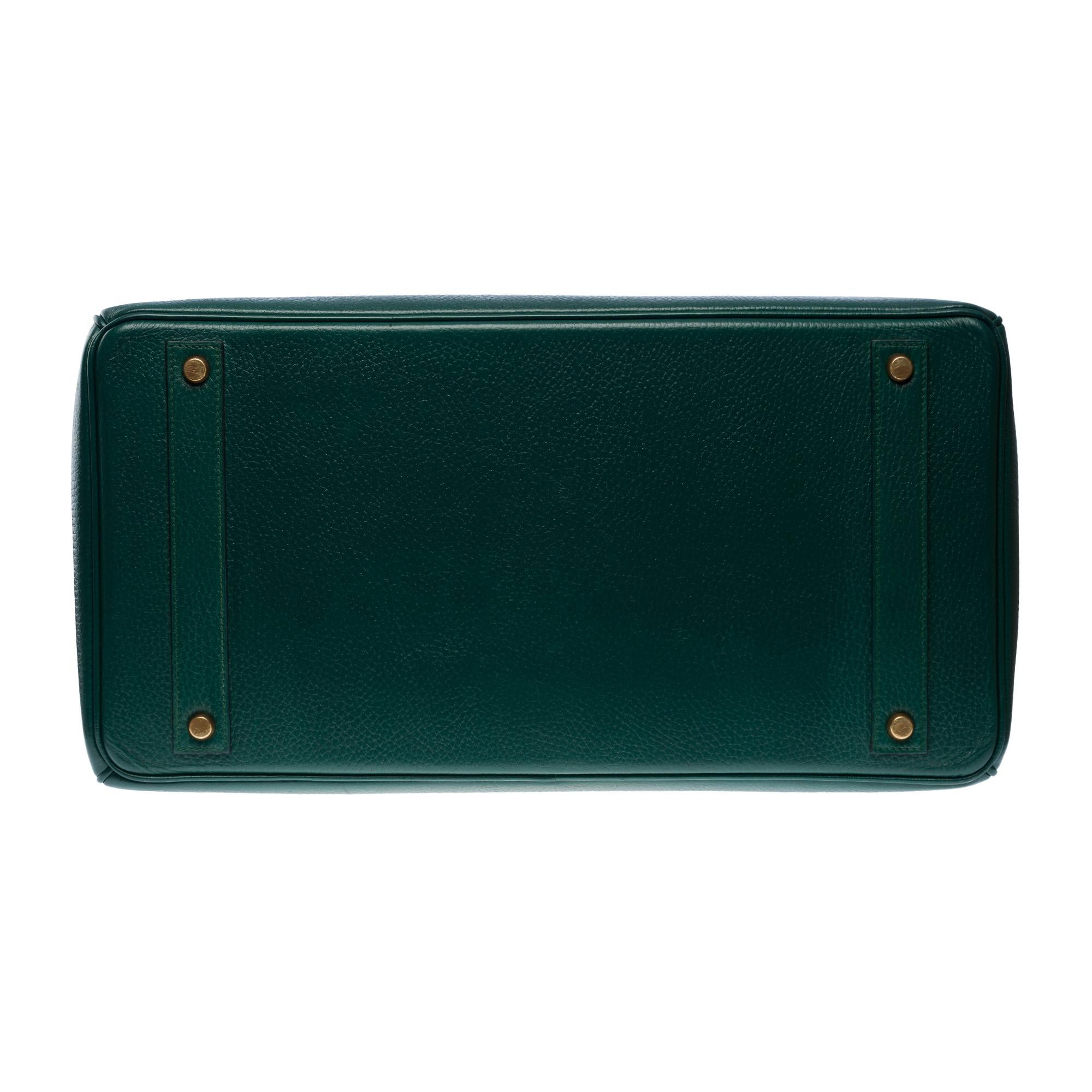 Rare Hermes Birkin 40 handbag in Emerald Green Ardennes Calf leather, GHW 5