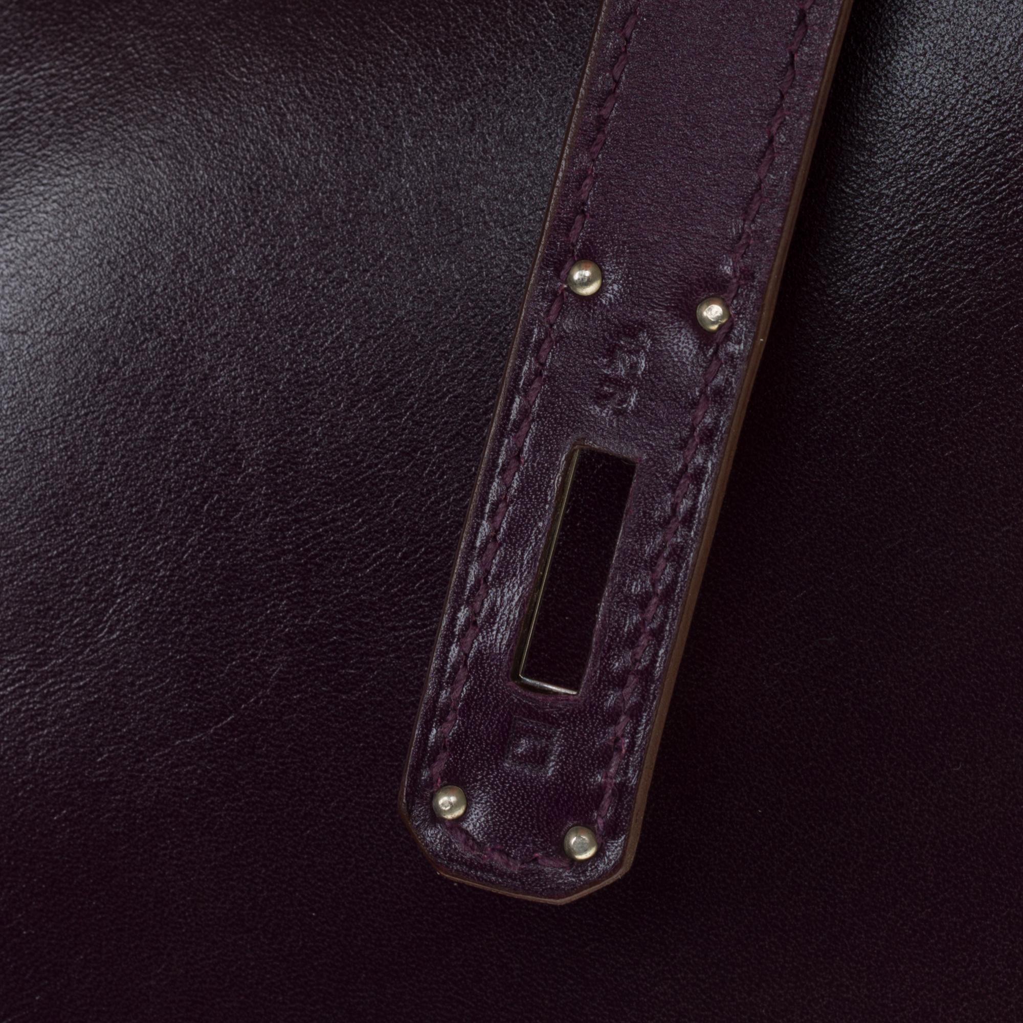 Rare Hermes Birkin 40 handbag in purple Box calfskin and brushed silver hardware 1
