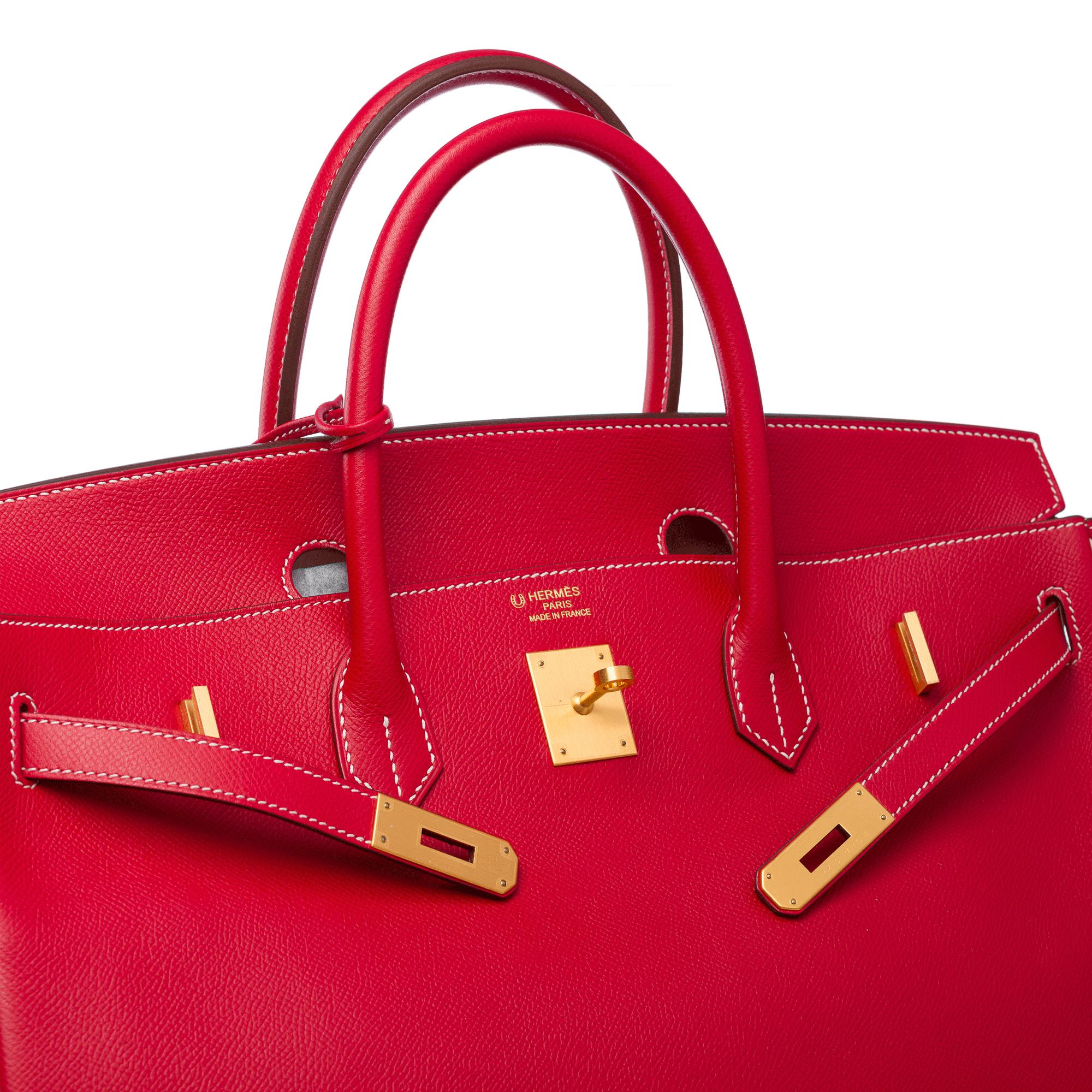 Rare Hermes Birkin 40 HSS handbag in Rubis/Craie epsom calf leather, BGHW 1