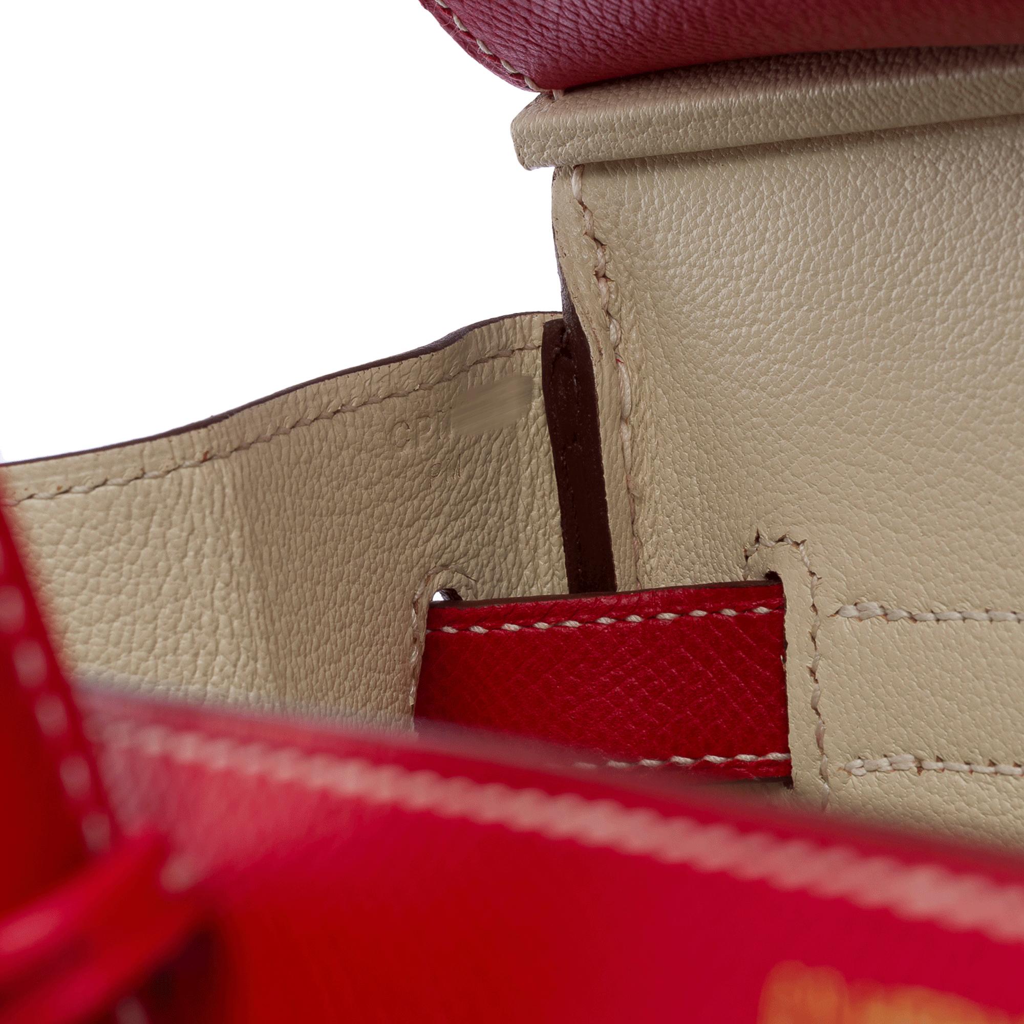 Rare Hermes Birkin 40 HSS handbag in Rubis/Craie epsom calf leather, BGHW 2