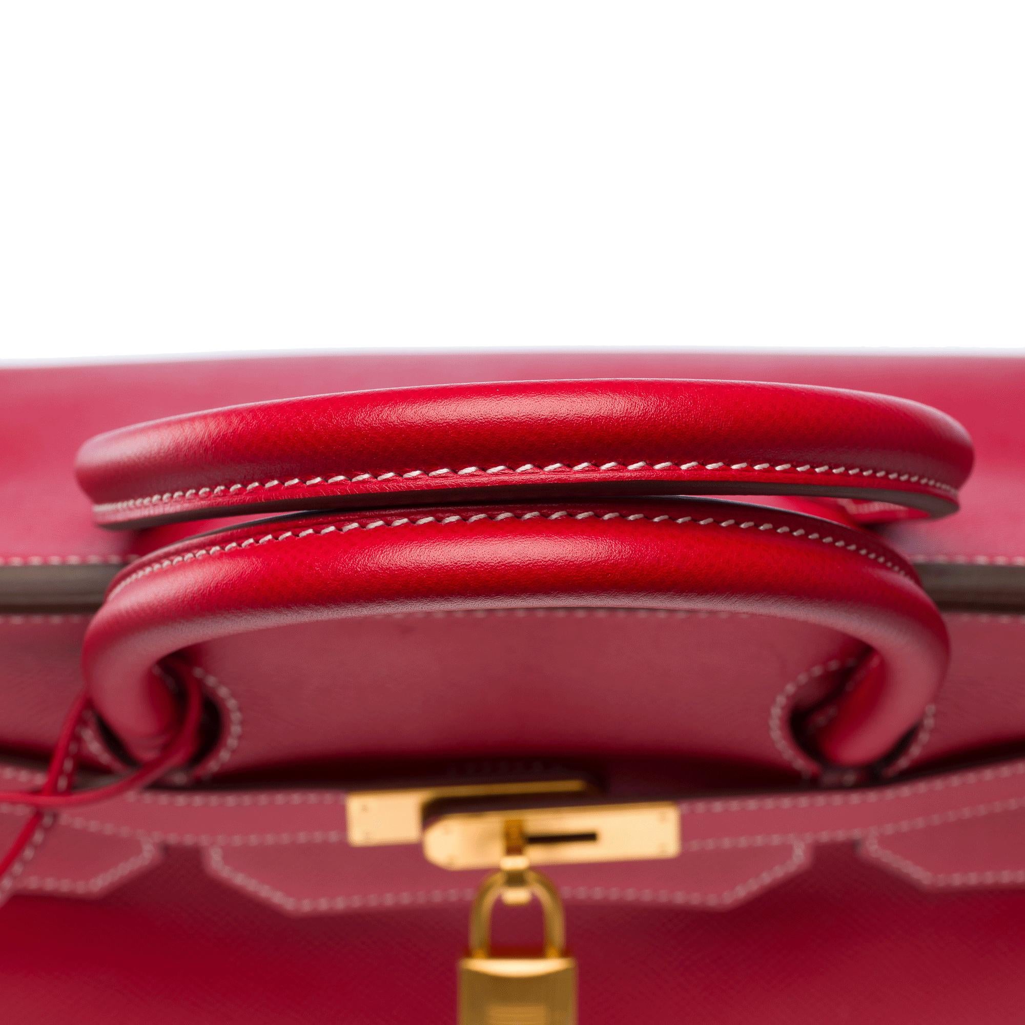 Rare Hermes Birkin 40 HSS handbag in Rubis/Craie epsom calf leather, BGHW 4