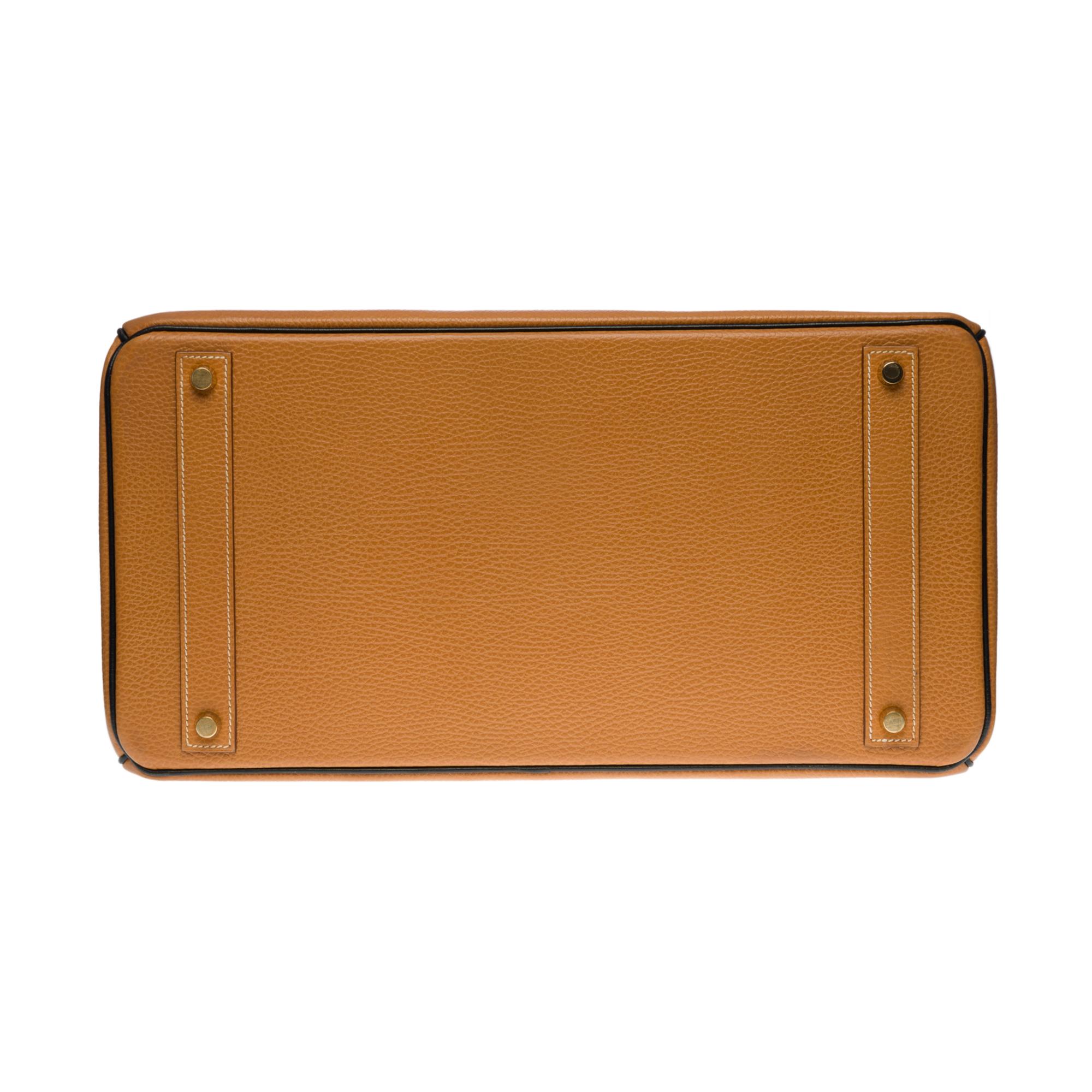 Rare Hermes Birkin 40cm handbag in Gold & black Vache Ardenne leather, GHW 3