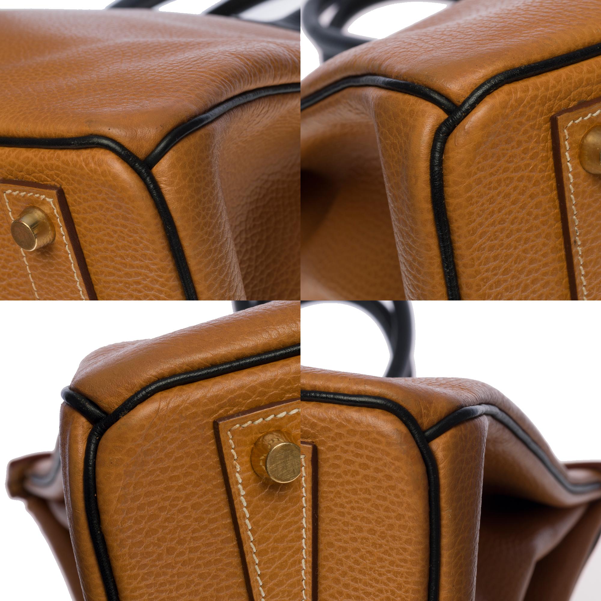 Rare Hermes Birkin 40cm handbag in Gold & black Vache Ardenne leather, GHW 4