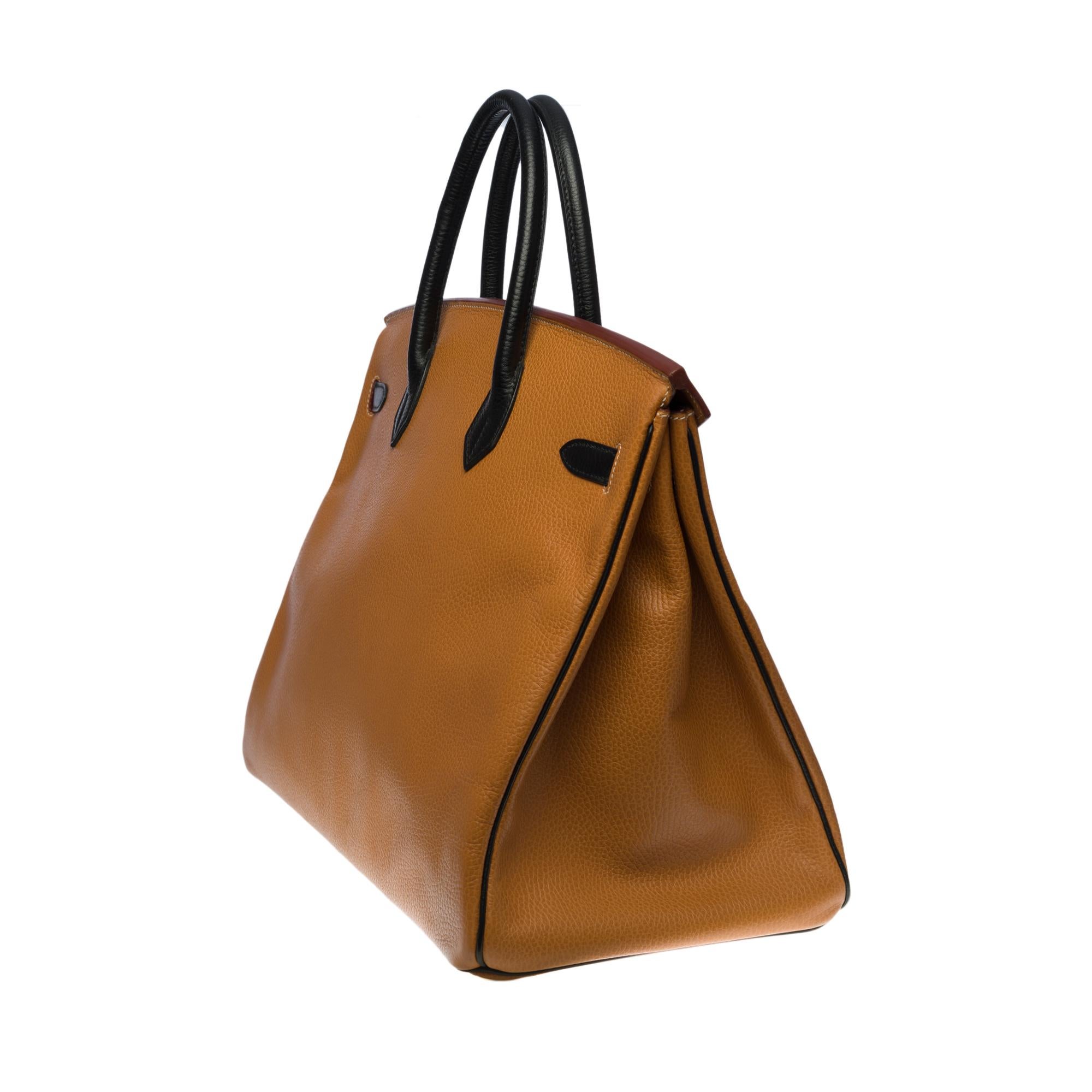 Brown Rare Hermes Birkin 40cm handbag in Gold & black Vache Ardenne leather, GHW